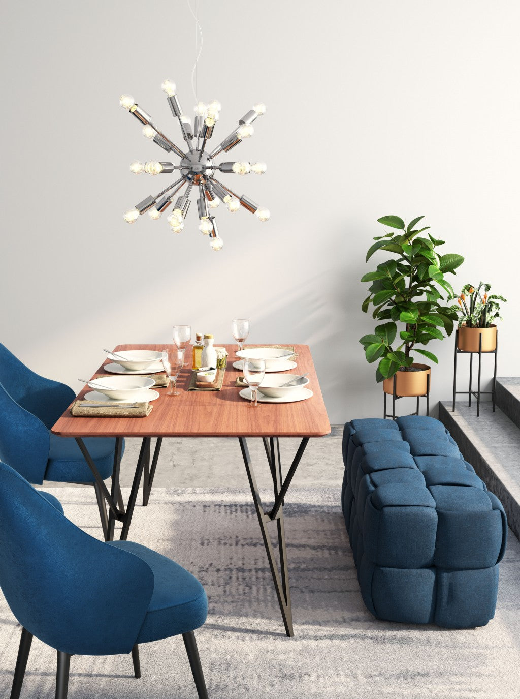 HomeRoots Orbit Ceiling Lamp in Chrome Finish