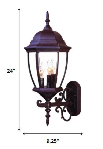 HomeRoots Ornamental Lantern Wall Light in Dark Brown Finish