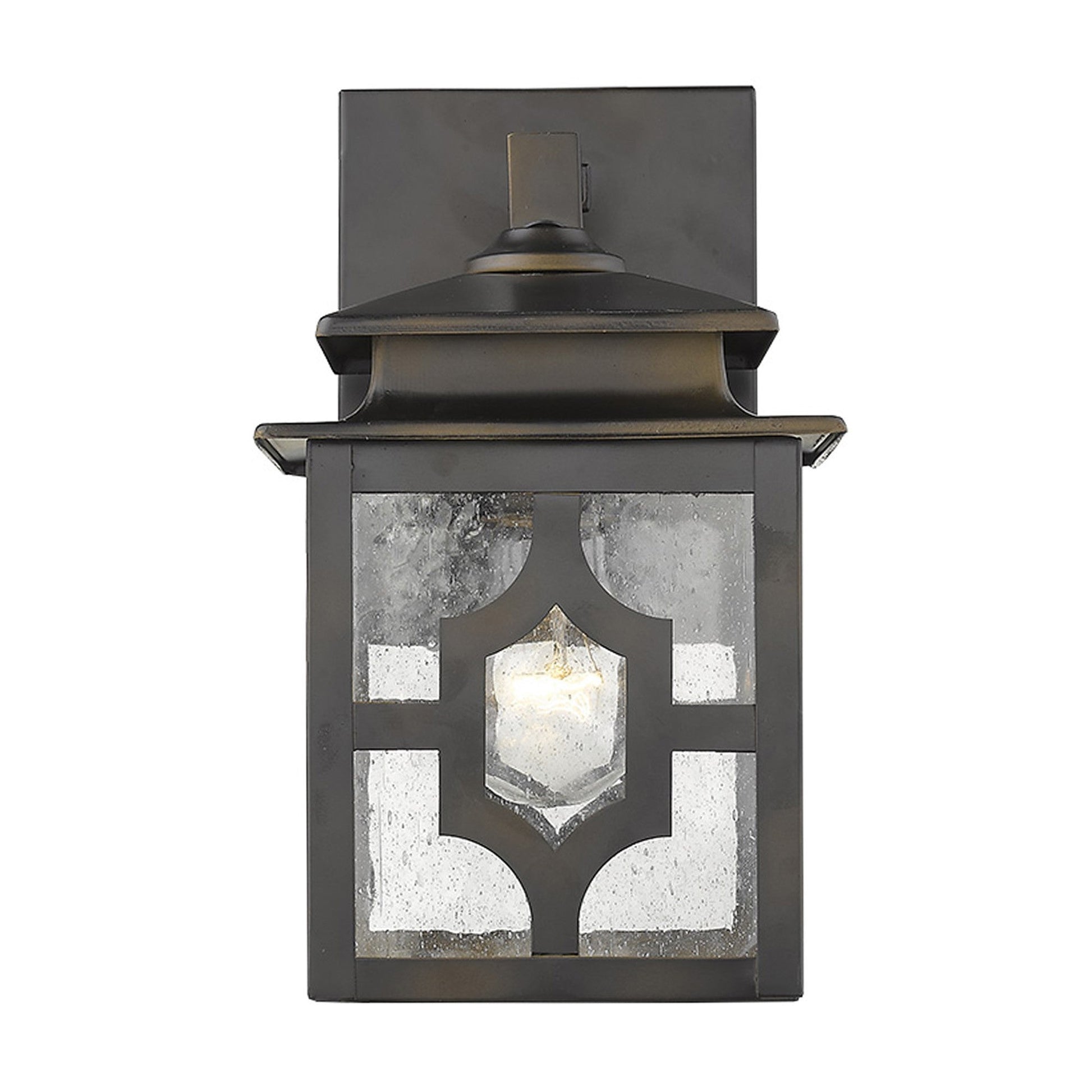 HomeRoots Outdoor Lantern Wall Light in Antique Bronze Finish