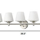 HomeRoots Paige 5-Light Vanity Light With Frosted Glass Shades in Satin Nickel Finish