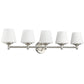 HomeRoots Paige 5-Light Vanity Light With Frosted Glass Shades in Satin Nickel Finish