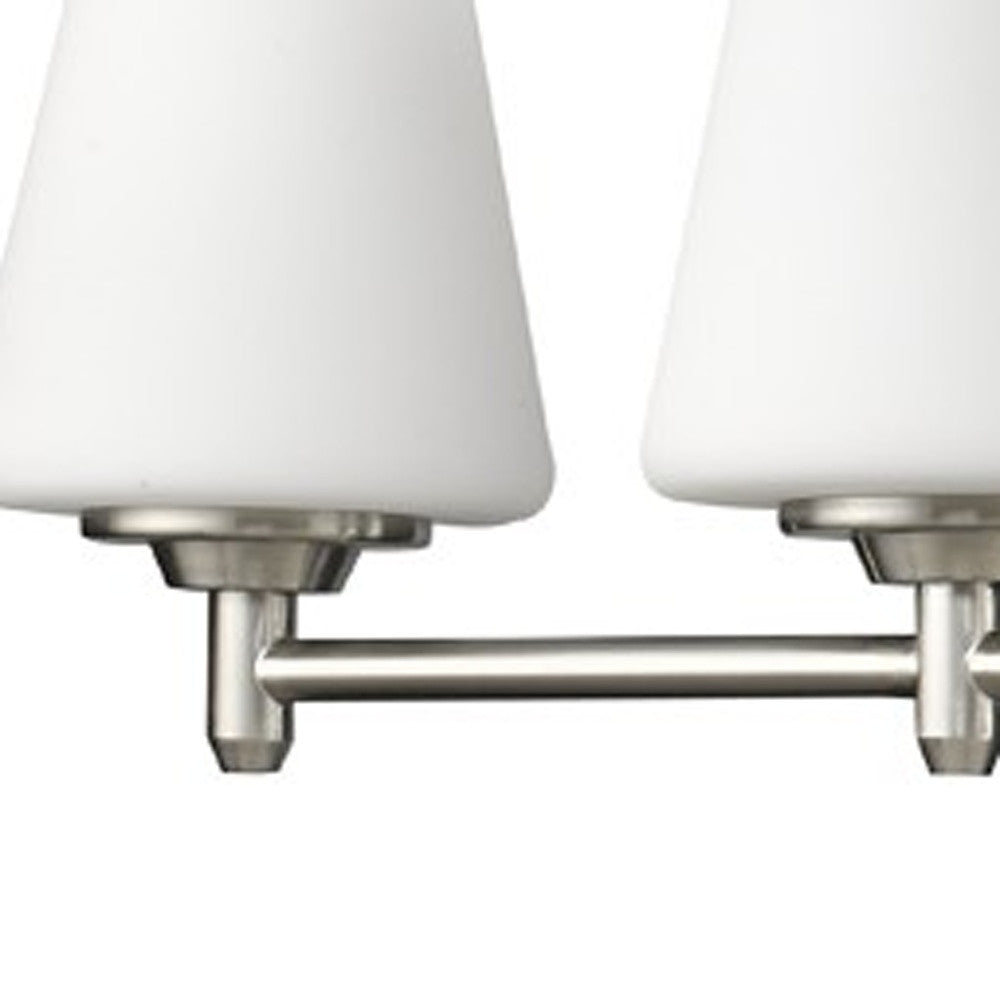 HomeRoots Paige 5-Light Vanity Light With Frosted Glass Shades in Satin Nickel Finish