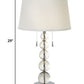 HomeRoots Palla 2-Light Crystal And Polished Chrome Table Lamp With White Linen Shade