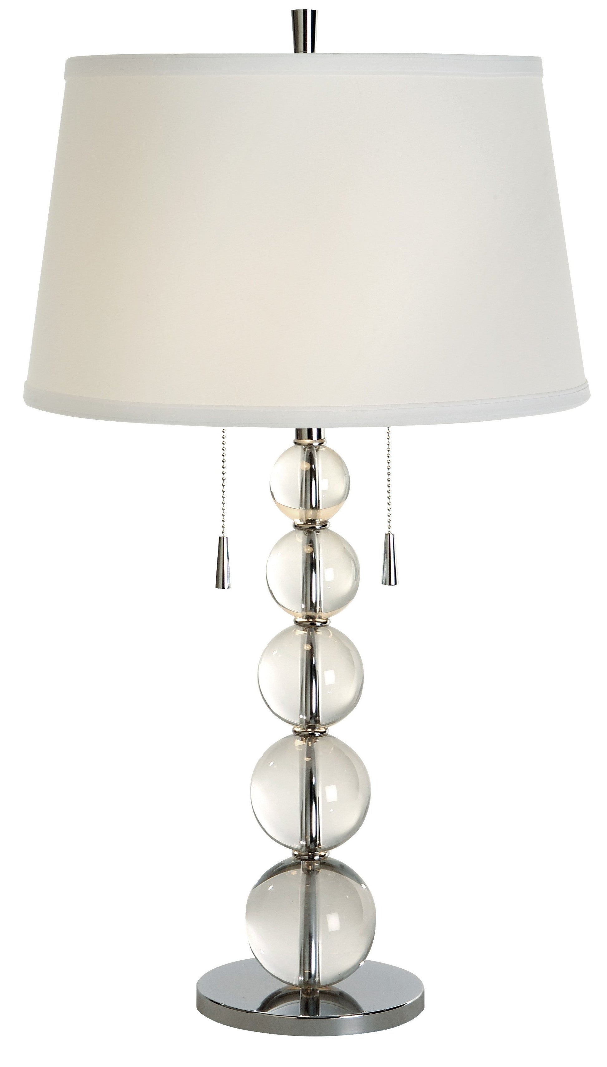 HomeRoots Palla 2-Light Crystal And Polished Chrome Table Lamp With White Linen Shade