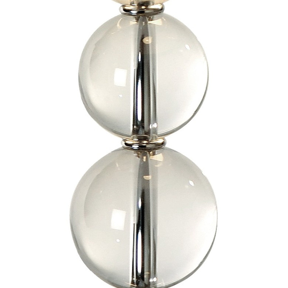 HomeRoots Palla 2-Light Crystal And Polished Chrome Table Lamp With White Linen Shade