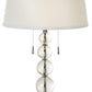 HomeRoots Palla 2-Light Crystal And Polished Chrome Table Lamp With White Linen Shade