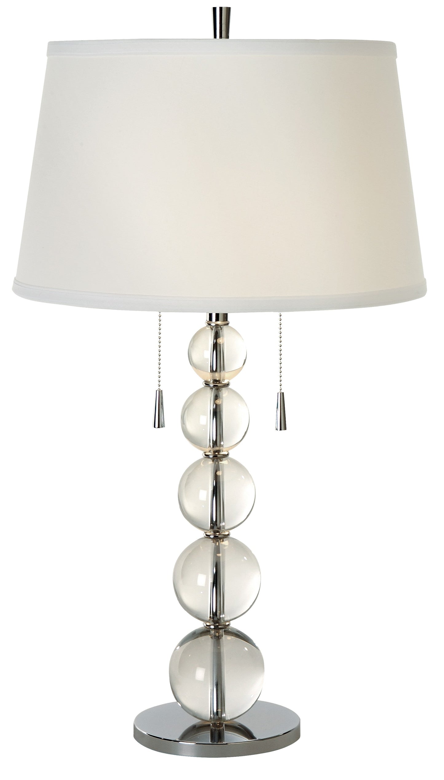 HomeRoots Palla 2-Light Crystal And Polished Chrome Table Lamp With White Linen Shade