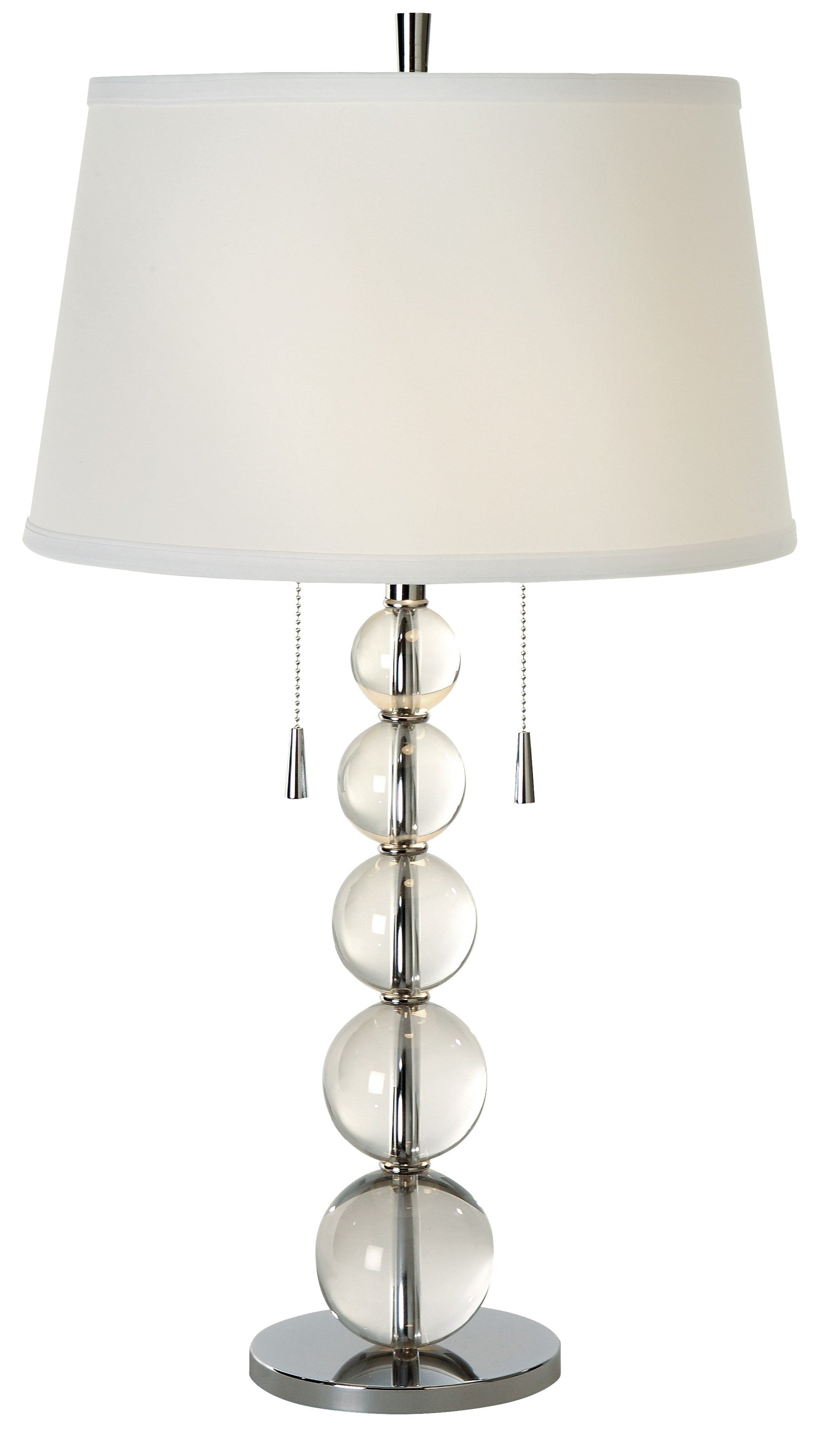 HomeRoots Palla 2-Light Crystal And Polished Chrome Table Lamp With White Linen Shade