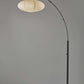 HomeRoots Paper Lantern Floor Lamp With Metal Crescent Arm in Black Finish