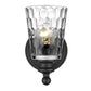 HomeRoots Pebbled Glass Wall Light With Black Metal Finish