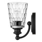 HomeRoots Pebbled Glass Wall Light With Black Metal Finish