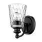 HomeRoots Pebbled Glass Wall Light With Black Metal Finish