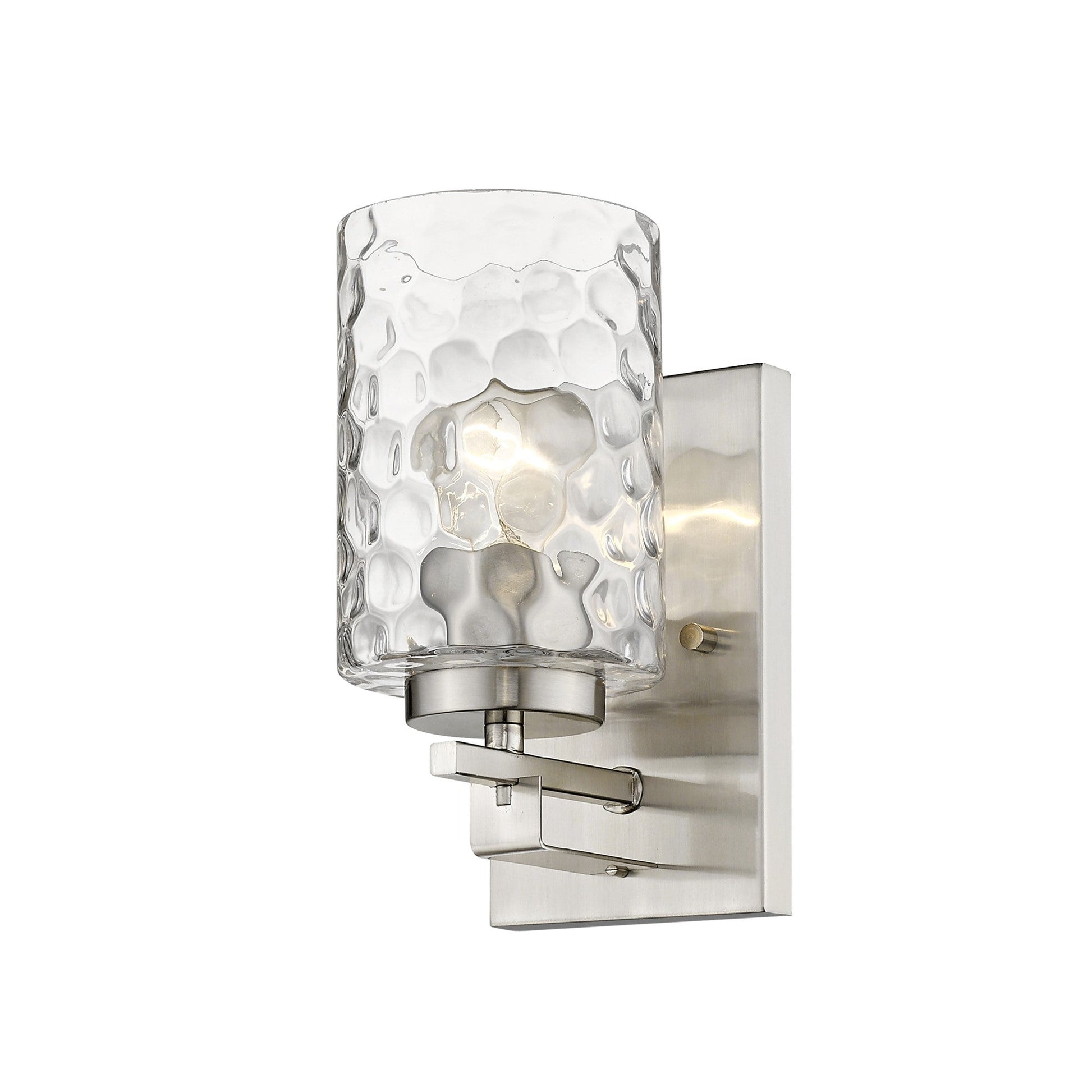 HomeRoots Pebbled Glass Wall Sconce With Silver Metal Finish