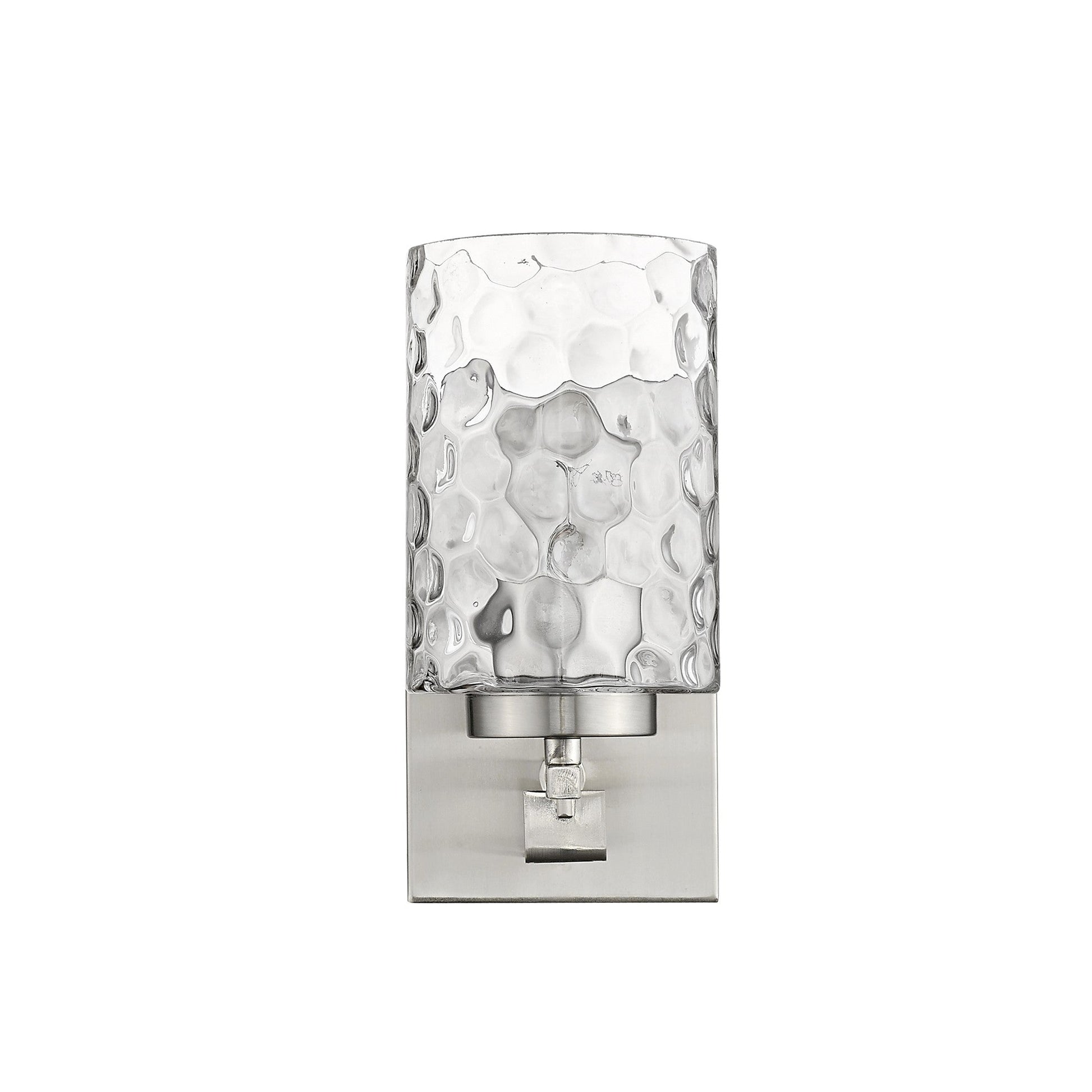 HomeRoots Pebbled Glass Wall Sconce With Silver Metal Finish
