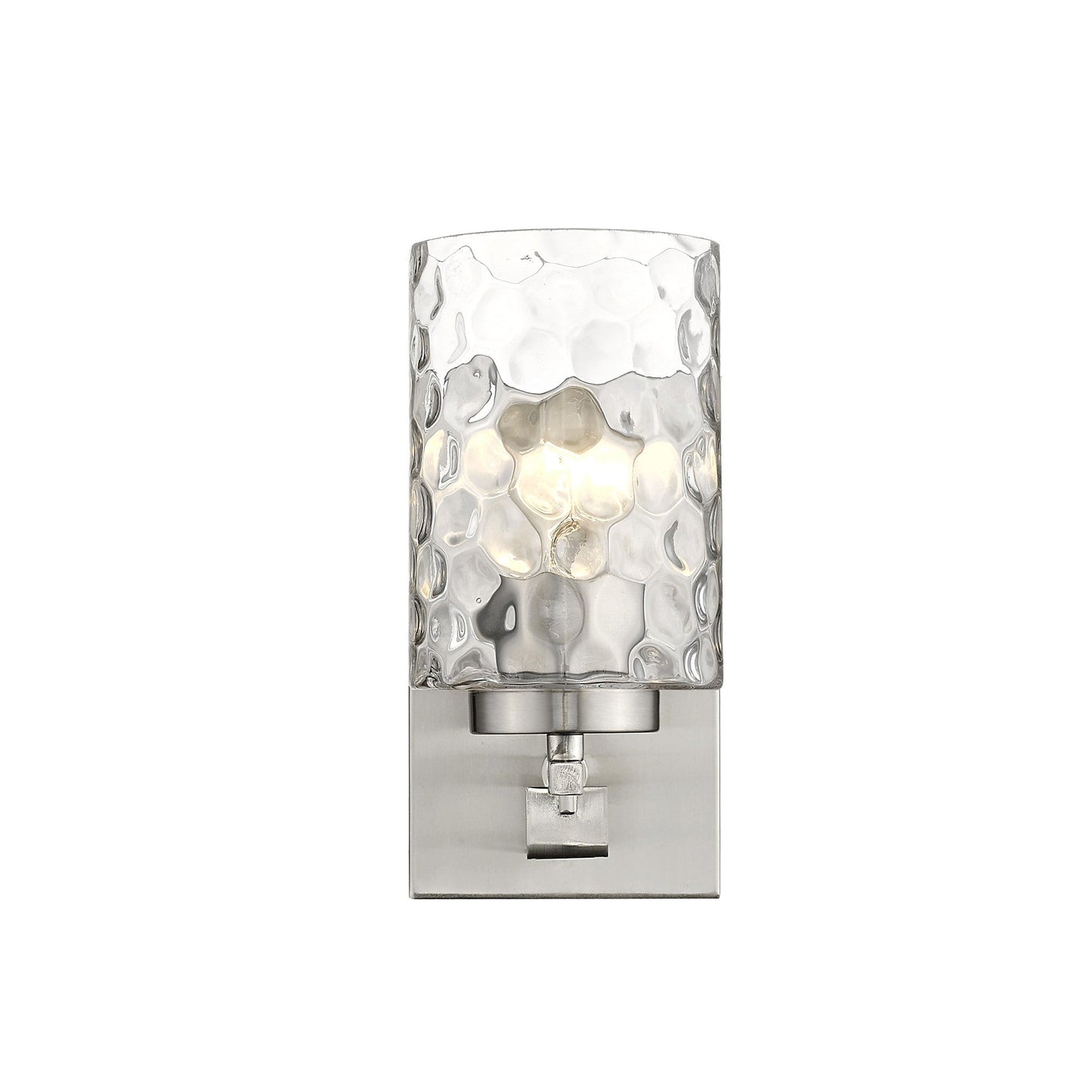 HomeRoots Pebbled Glass Wall Sconce With Silver Metal Finish