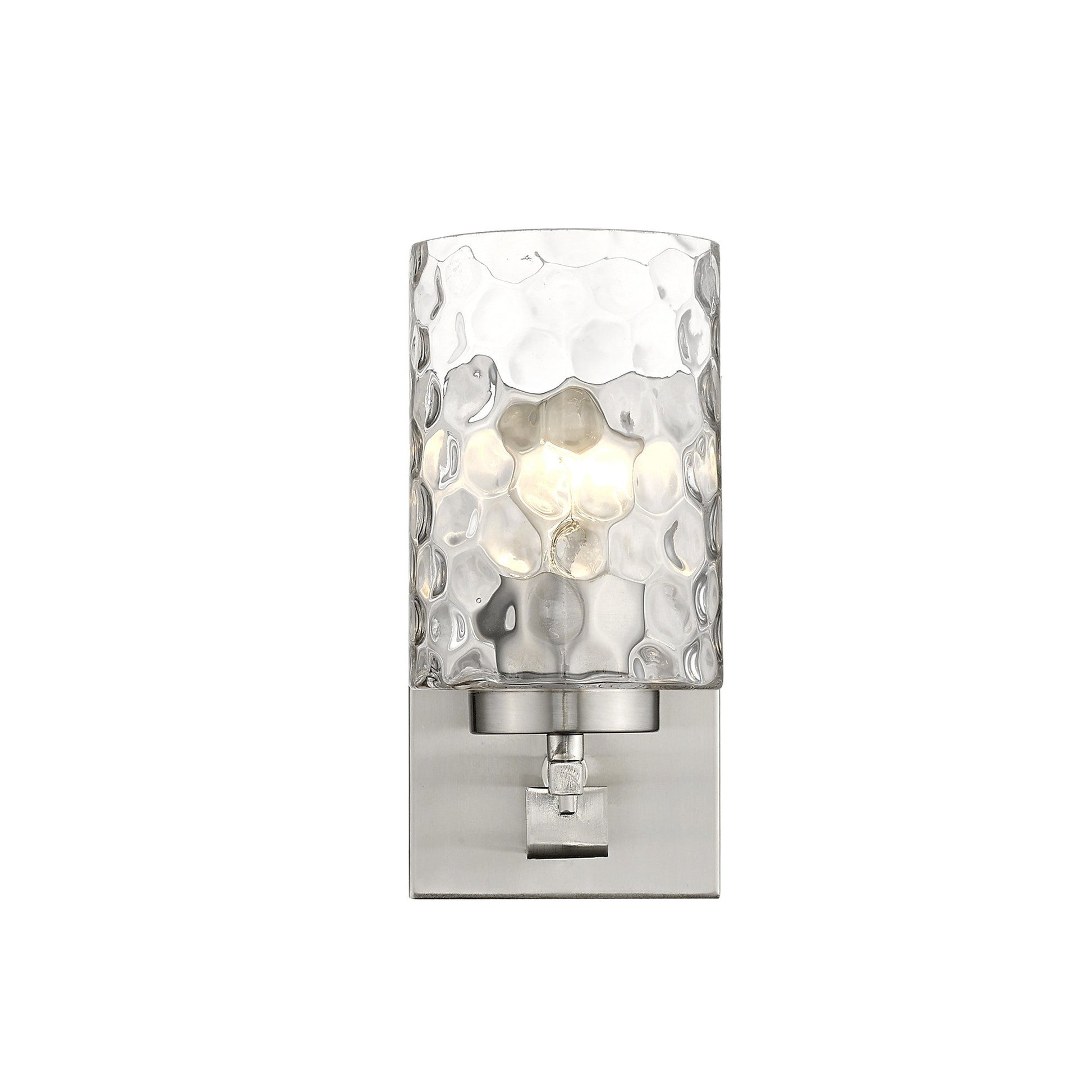 HomeRoots Pebbled Glass Wall Sconce With Silver Metal Finish