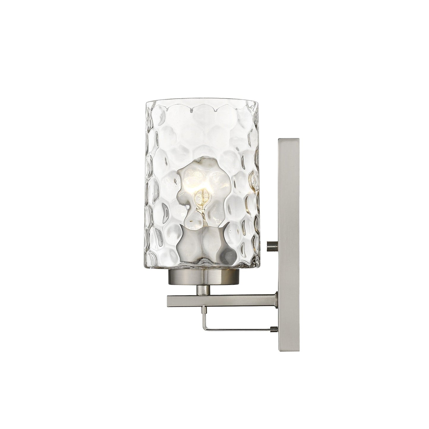 HomeRoots Pebbled Glass Wall Sconce With Silver Metal Finish