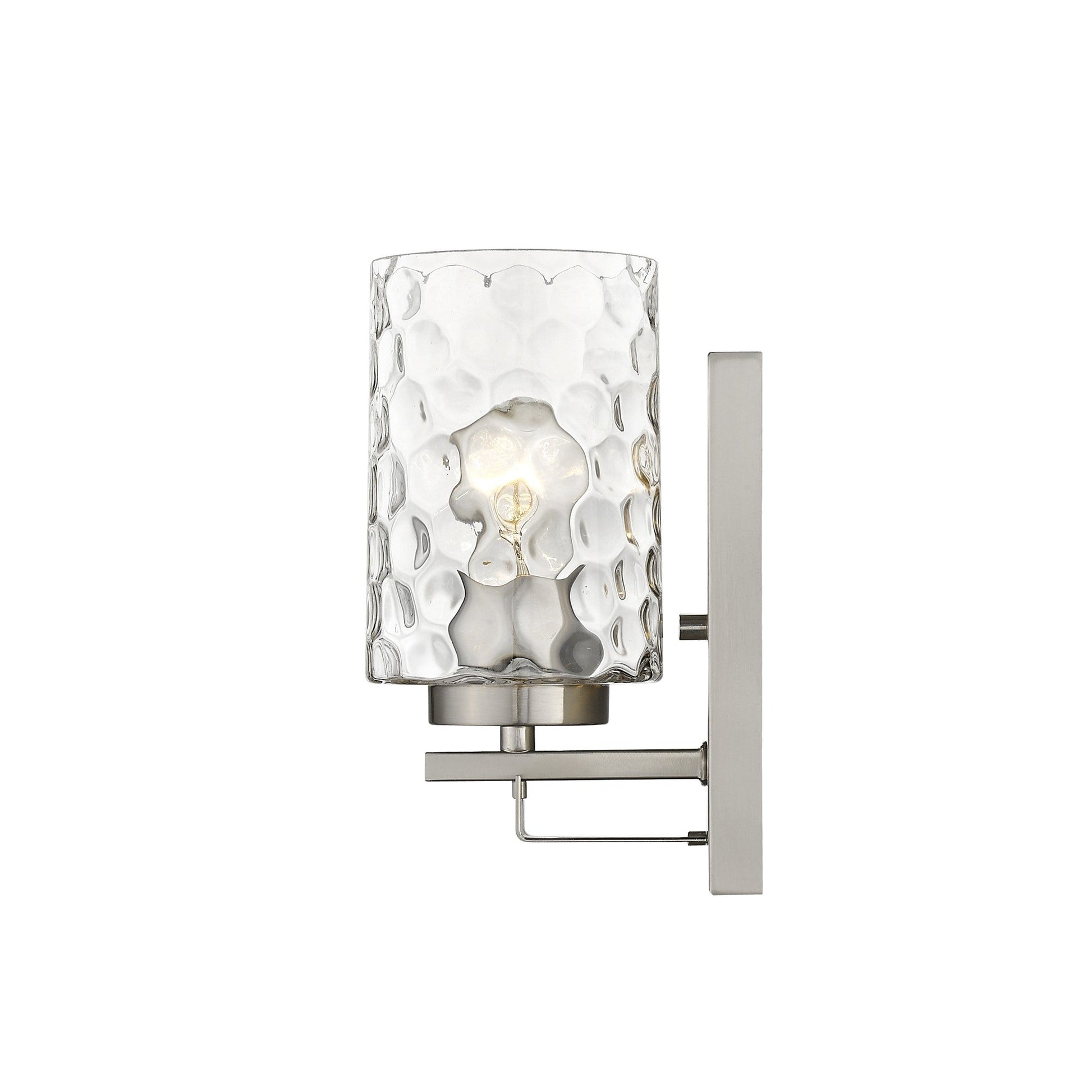 HomeRoots Pebbled Glass Wall Sconce With Silver Metal Finish