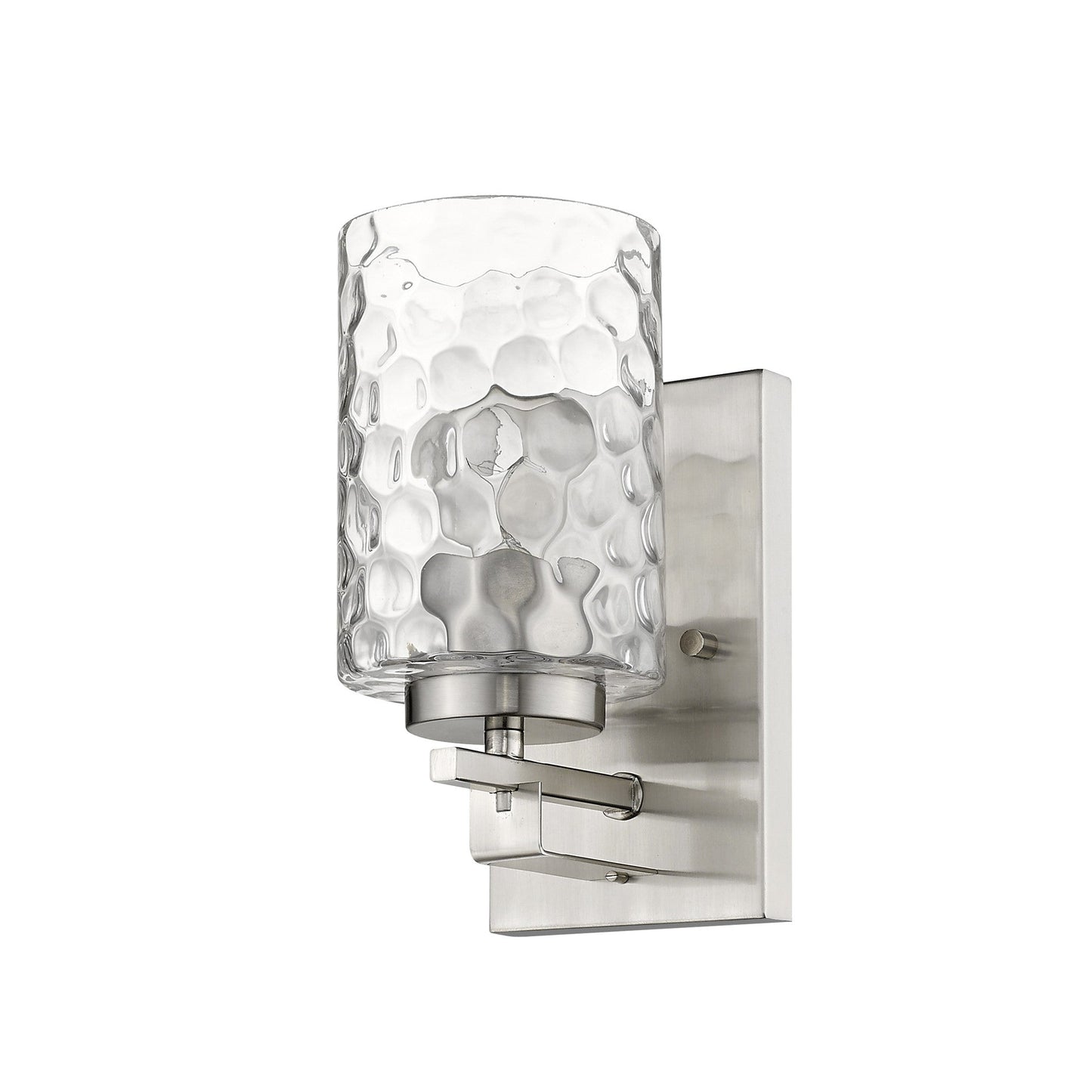 HomeRoots Pebbled Glass Wall Sconce With Silver Metal Finish