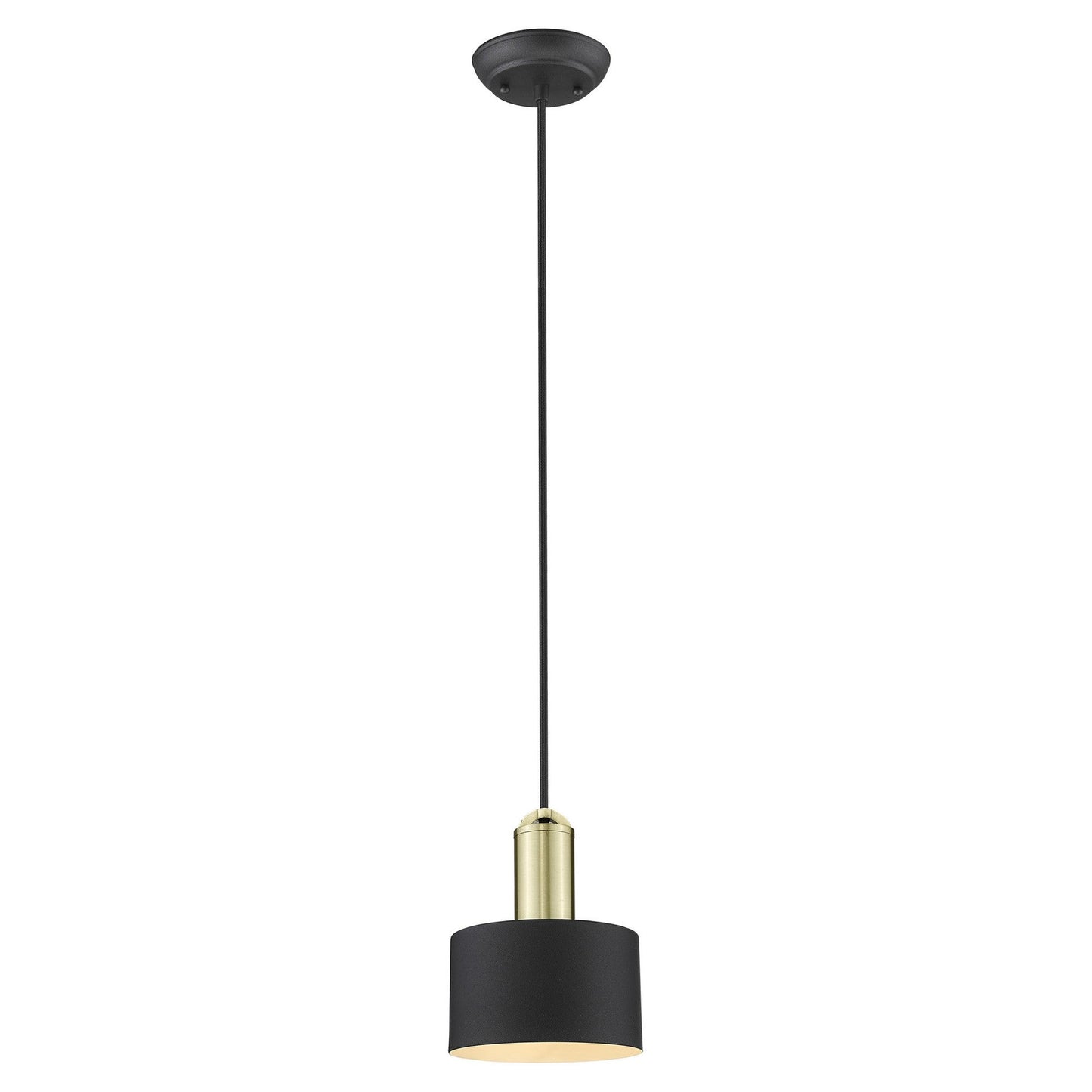 HomeRoots Pendant Hanging Light With Matte Black and Gold Finish