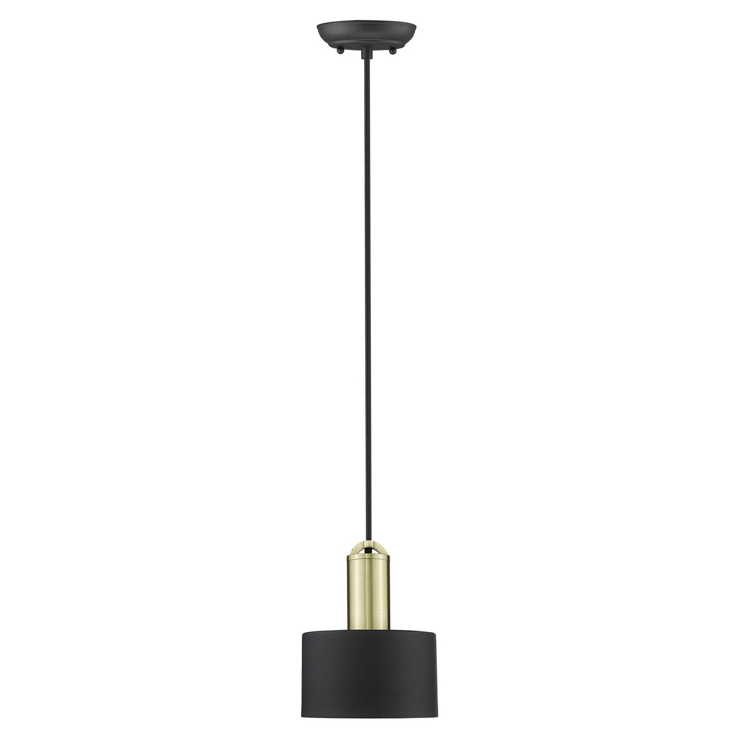 HomeRoots Pendant Hanging Light With Matte Black and Gold Finish