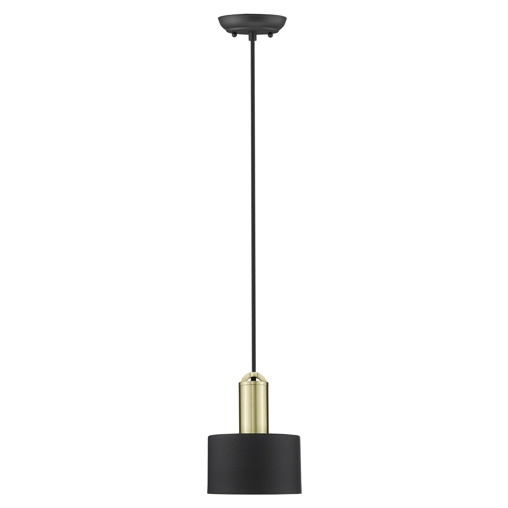 HomeRoots Pendant Hanging Light With Matte Black and Gold Finish