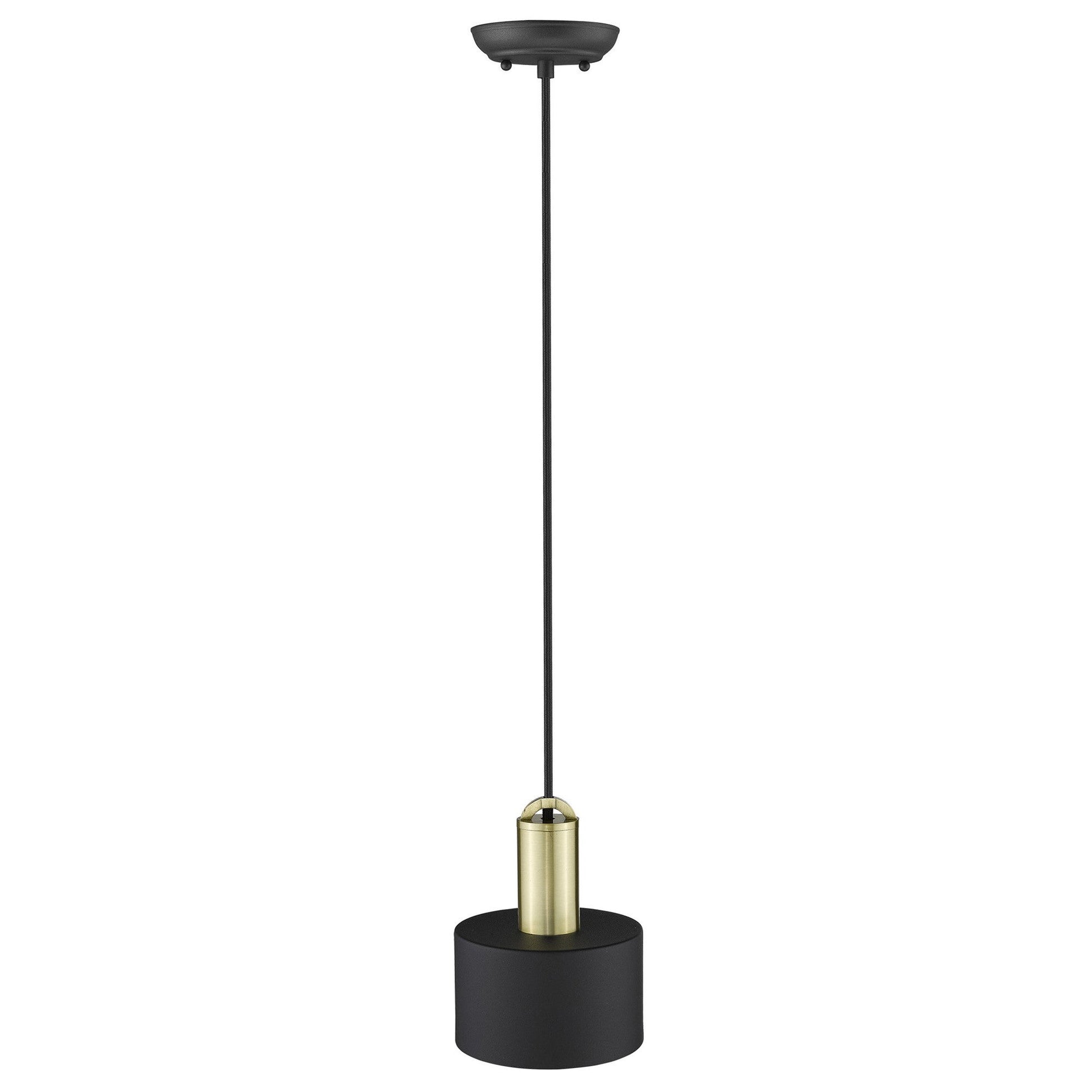 HomeRoots Pendant Hanging Light With Matte Black and Gold Finish