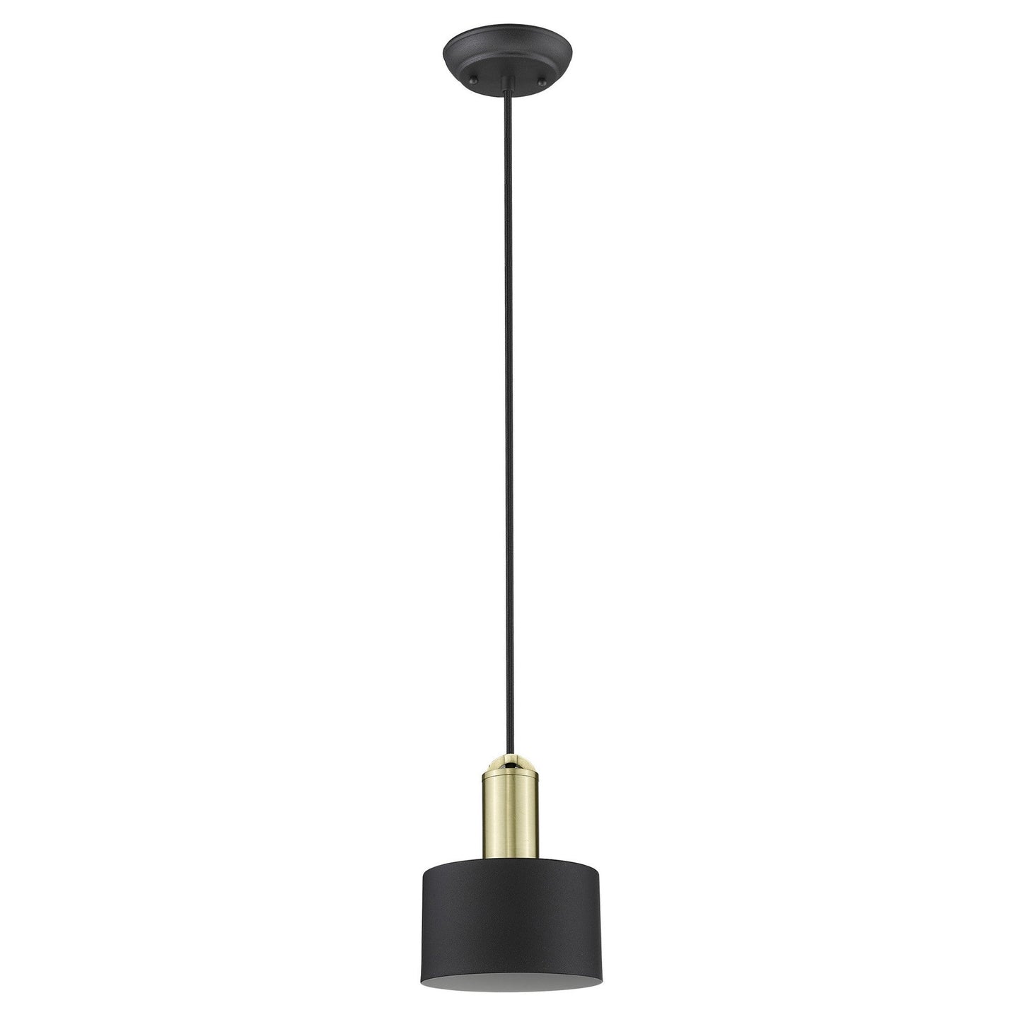 HomeRoots Pendant Hanging Light With Matte Black and Gold Finish