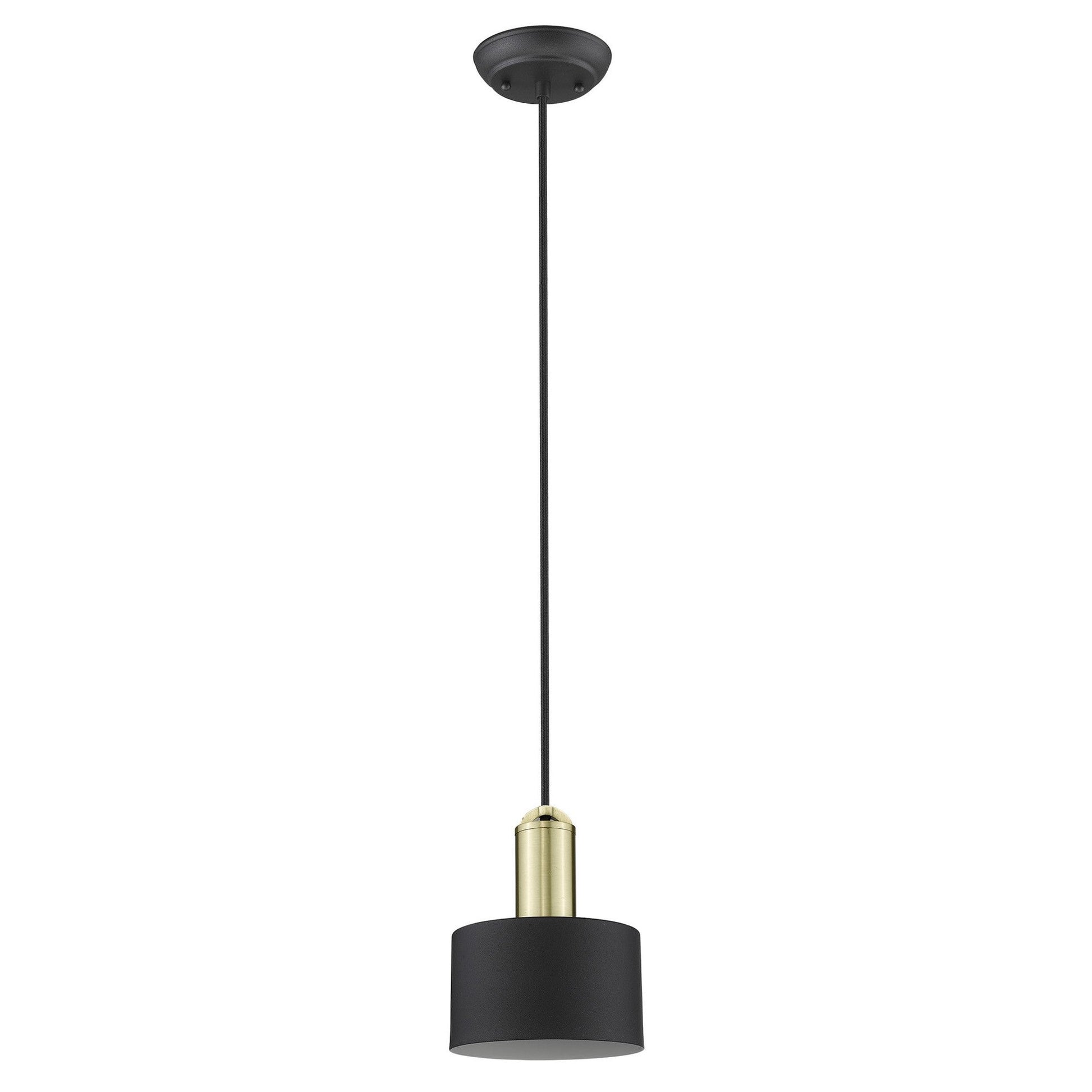 HomeRoots Pendant Hanging Light With Matte Black and Gold Finish