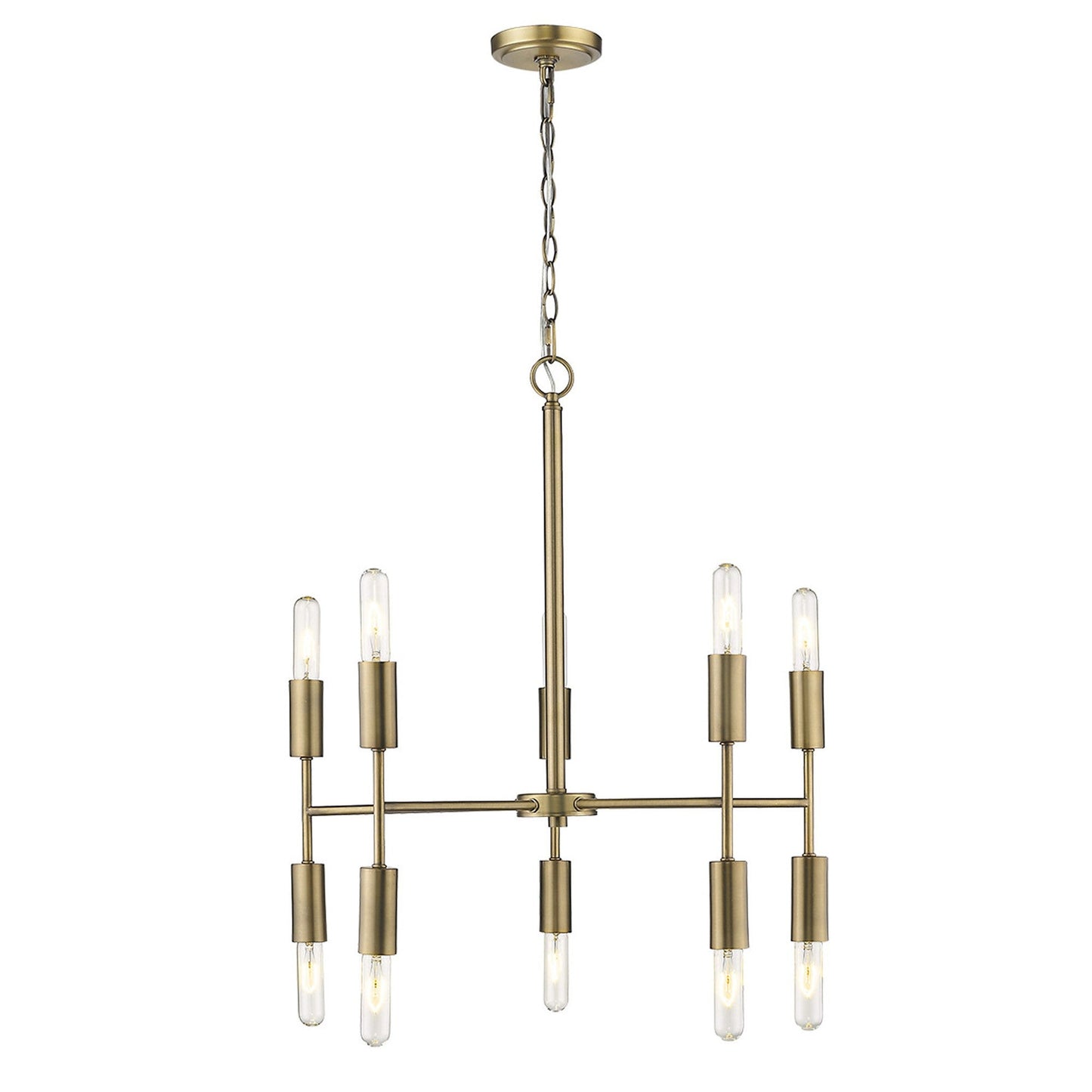 HomeRoots Perret 10-Light Chandelier in Aged Brass Finish