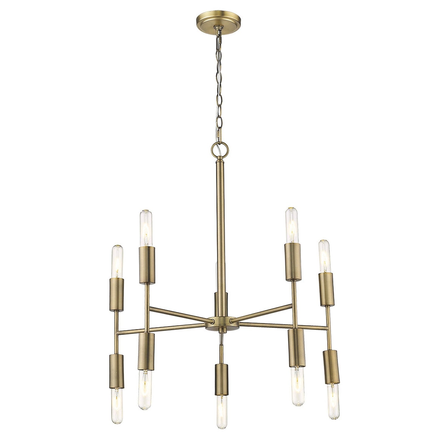 HomeRoots Perret 10-Light Chandelier in Aged Brass Finish