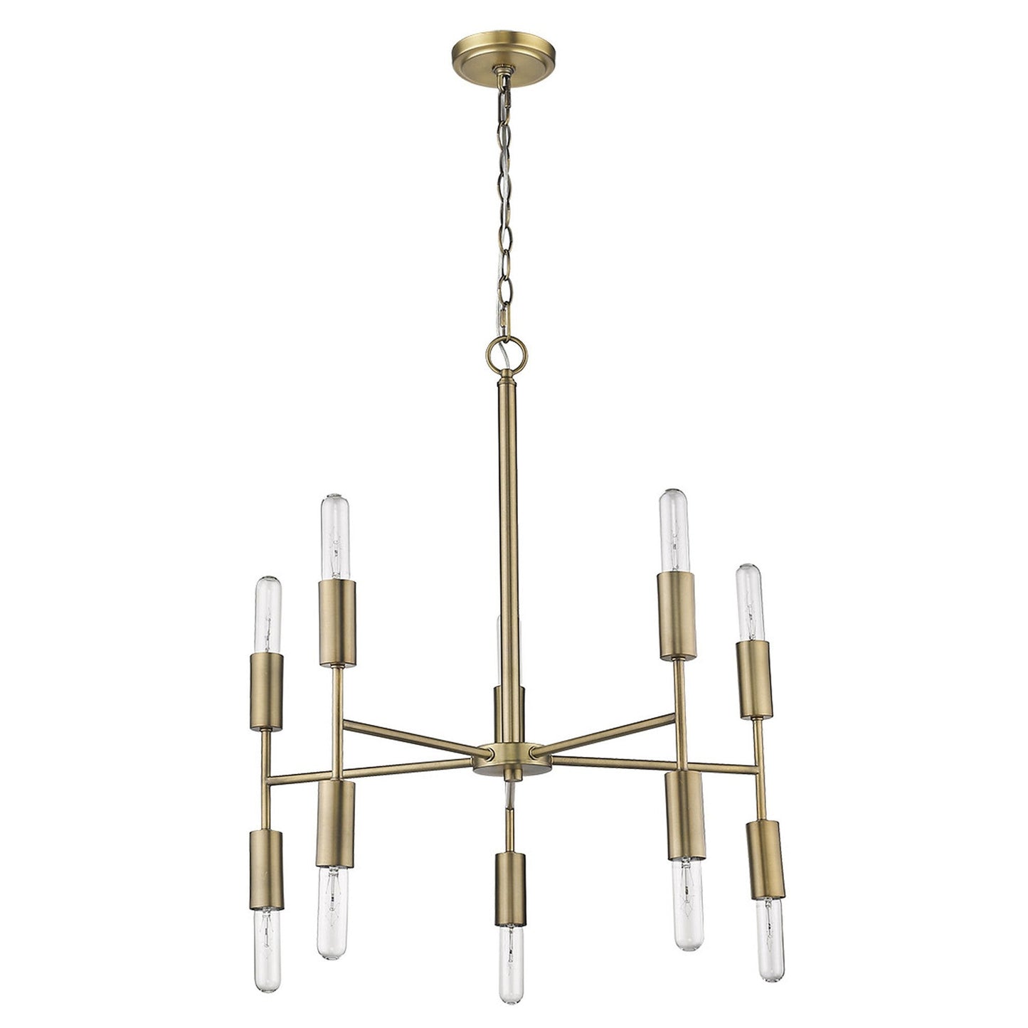 HomeRoots Perret 10-Light Chandelier in Aged Brass Finish