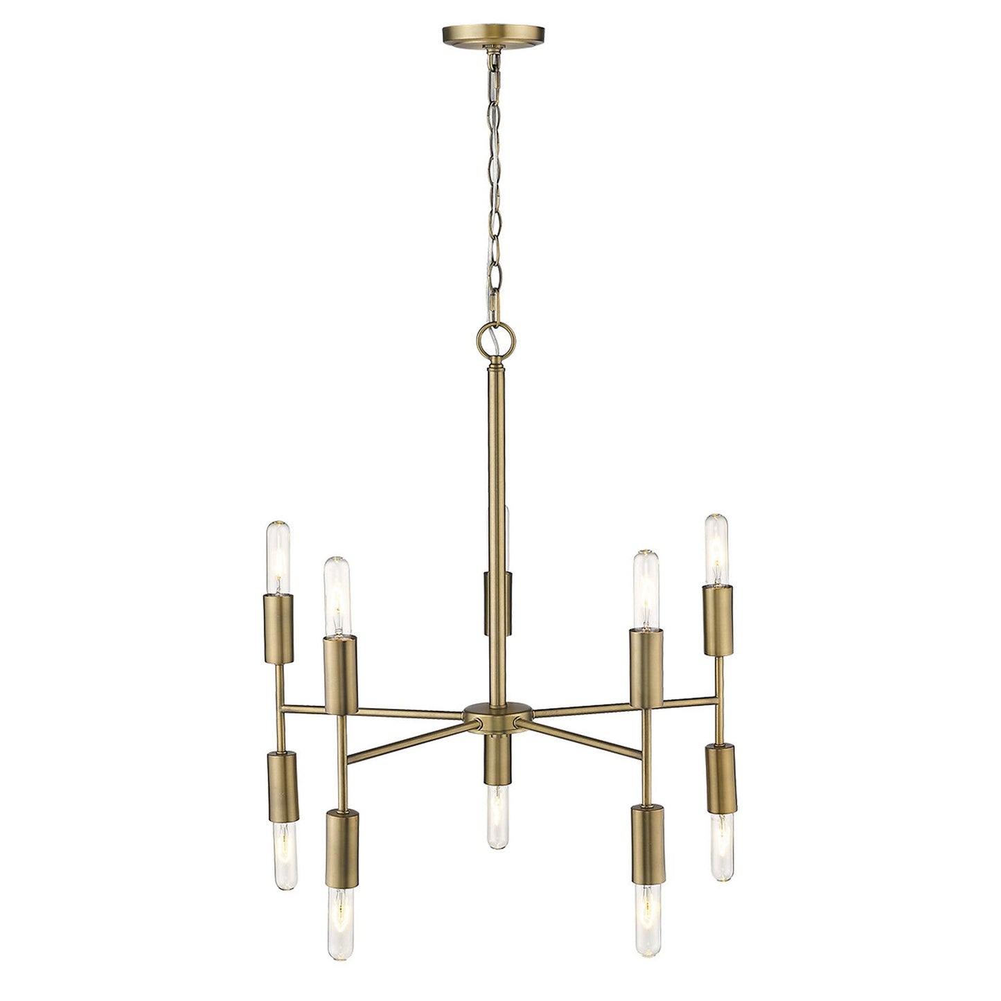 HomeRoots Perret 10-Light Chandelier in Aged Brass Finish