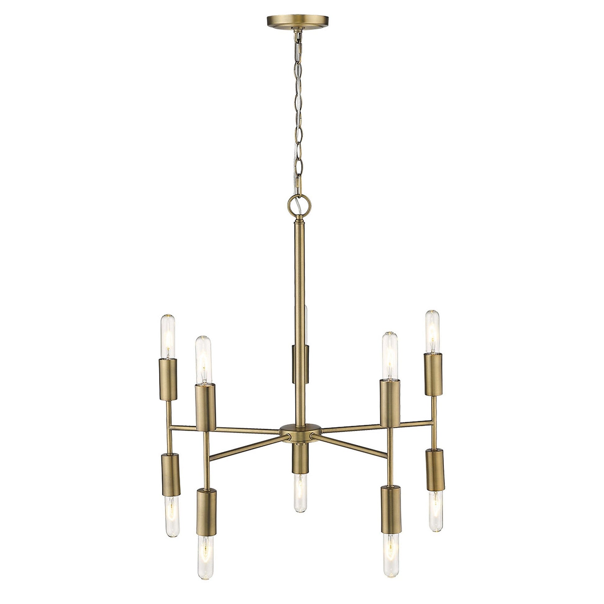 HomeRoots Perret 10-Light Chandelier in Aged Brass Finish