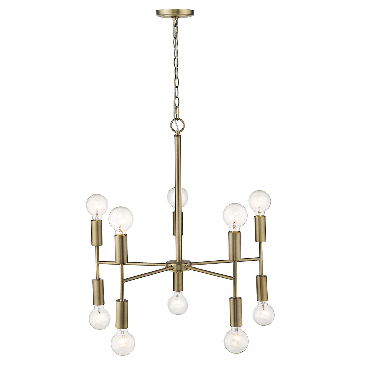 HomeRoots Perret 10-Light Chandelier in Aged Brass Finish