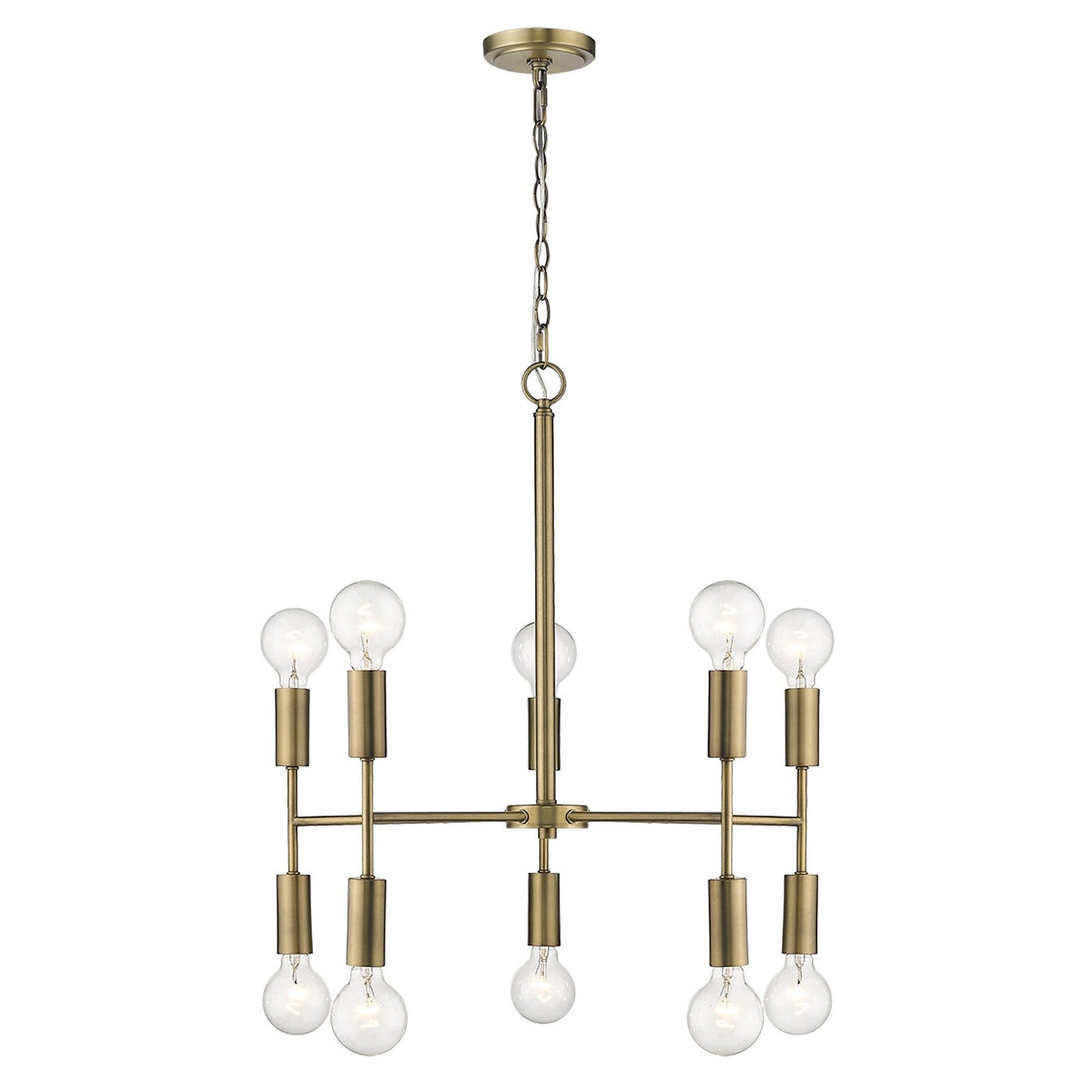 HomeRoots Perret 10-Light Chandelier in Aged Brass Finish