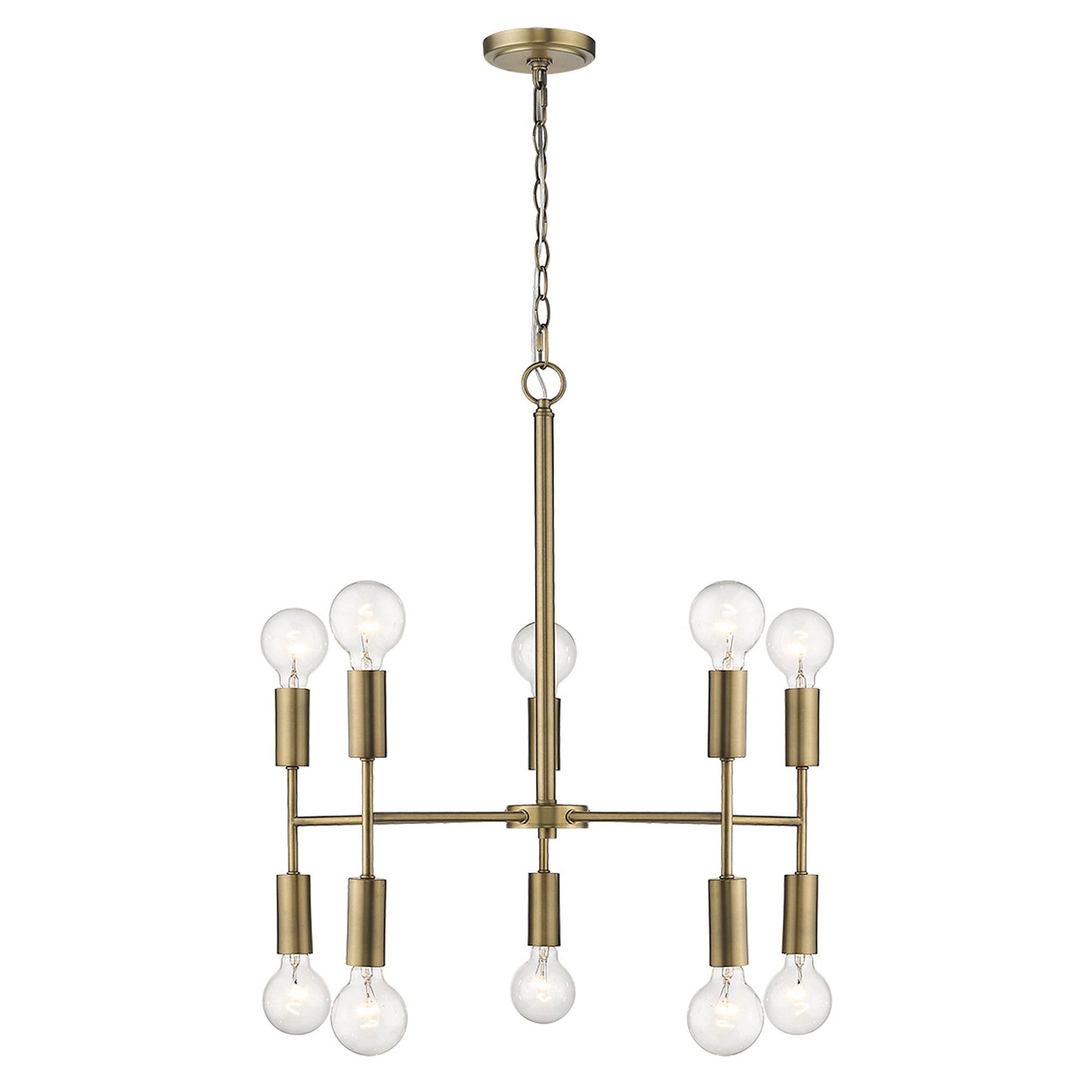 HomeRoots Perret 10-Light Chandelier in Aged Brass Finish