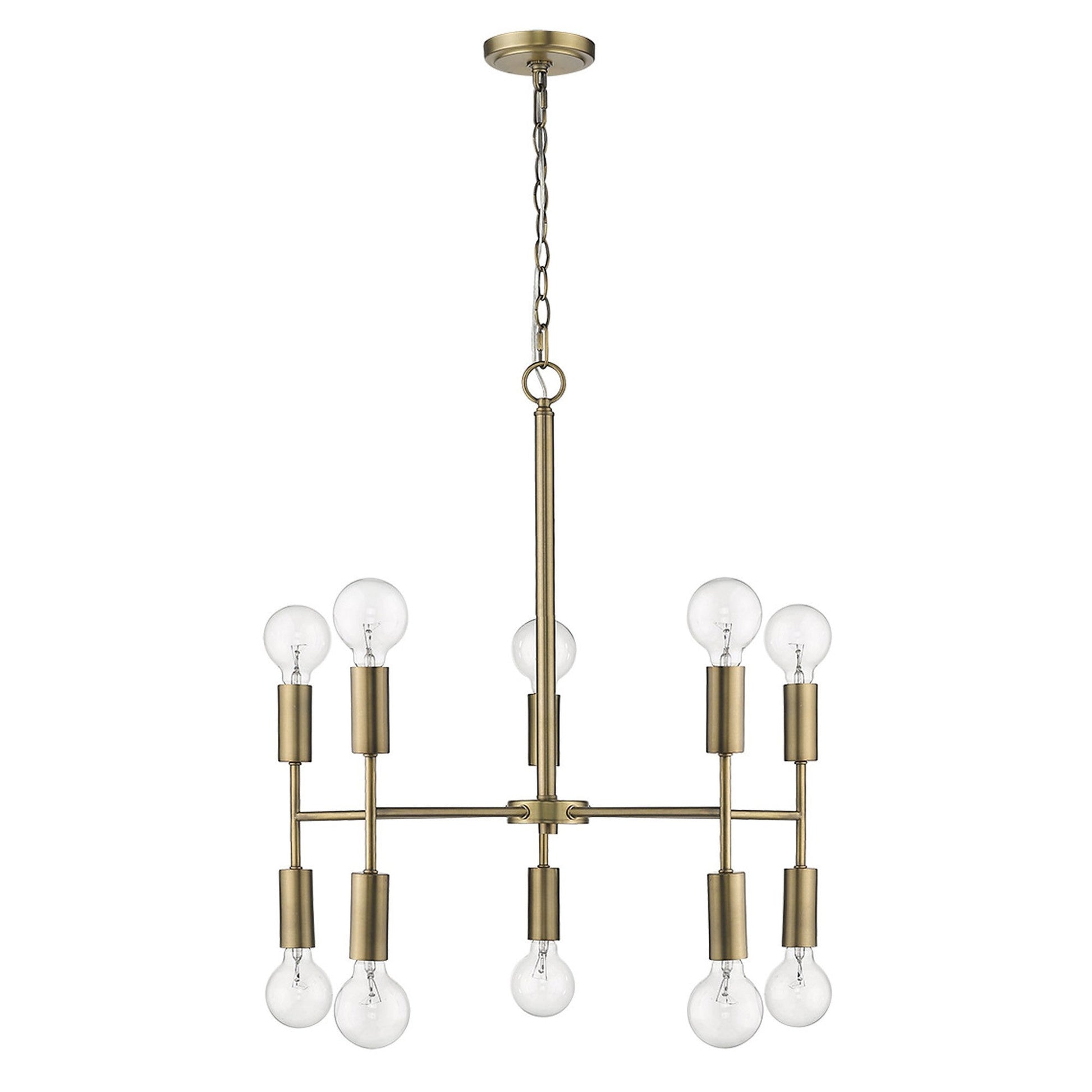 HomeRoots Perret 10-Light Chandelier in Aged Brass Finish