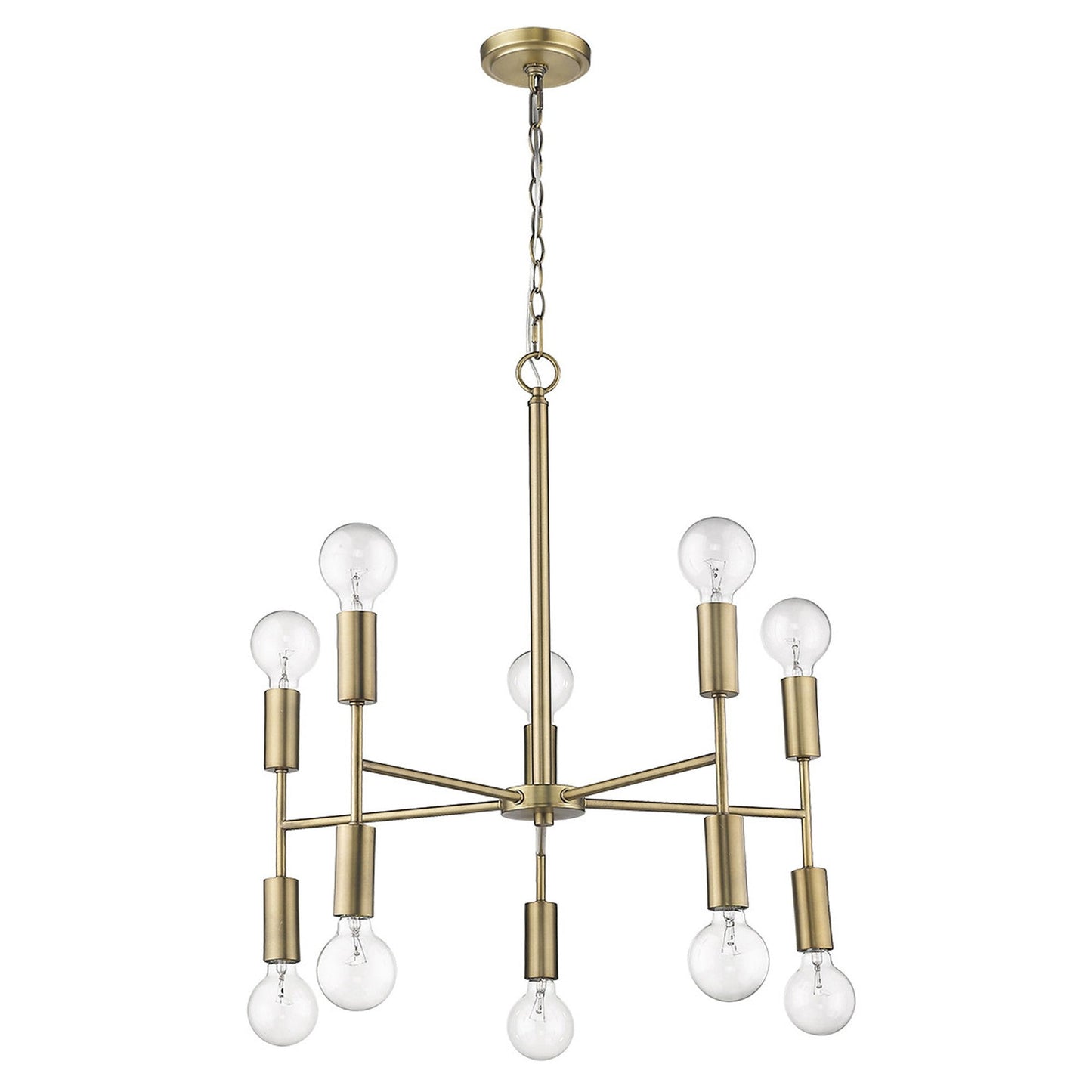 HomeRoots Perret 10-Light Chandelier in Aged Brass Finish