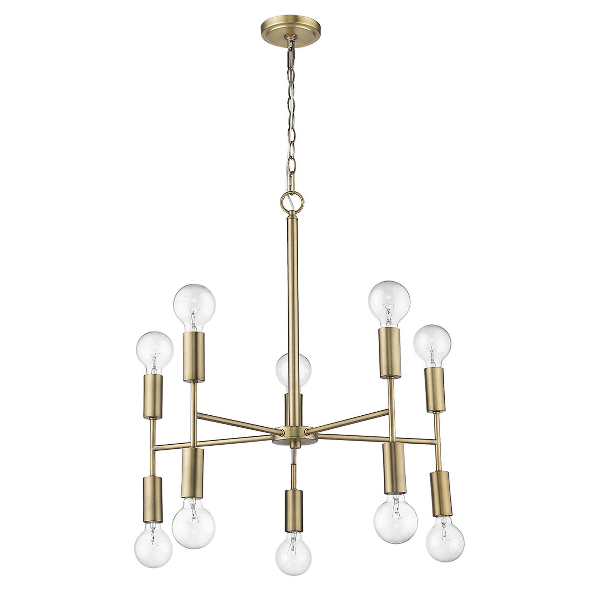 HomeRoots Perret 10-Light Chandelier in Aged Brass Finish