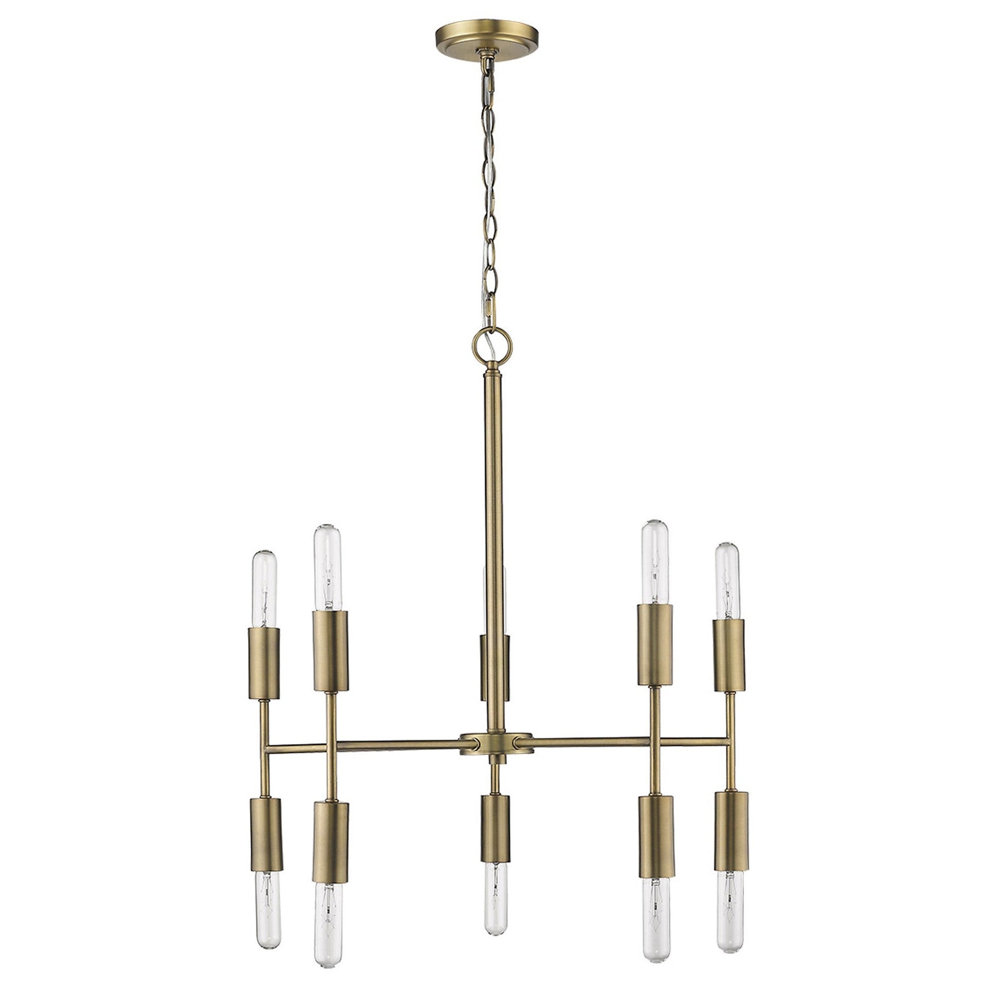 HomeRoots Perret 10-Light Chandelier in Aged Brass Finish