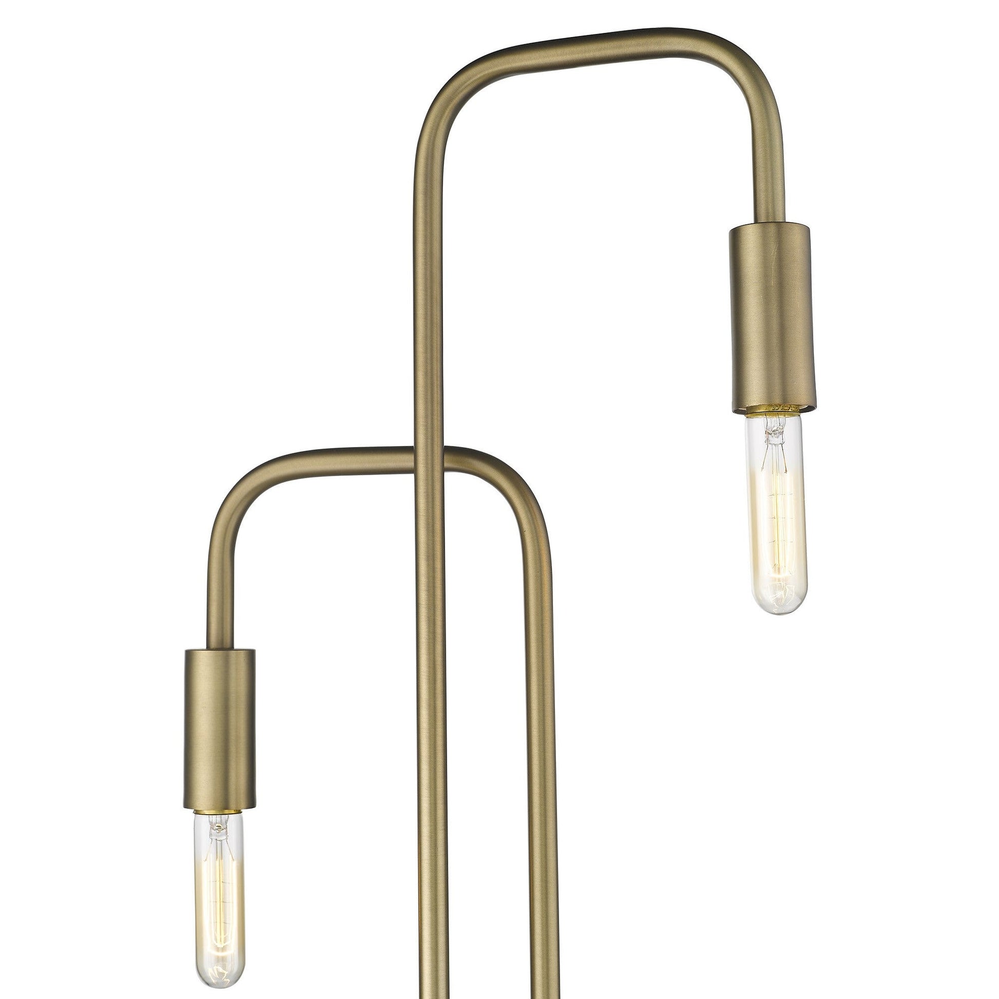 HomeRoots Perret 2-Light Floor Lamp in Aged Brass Finish