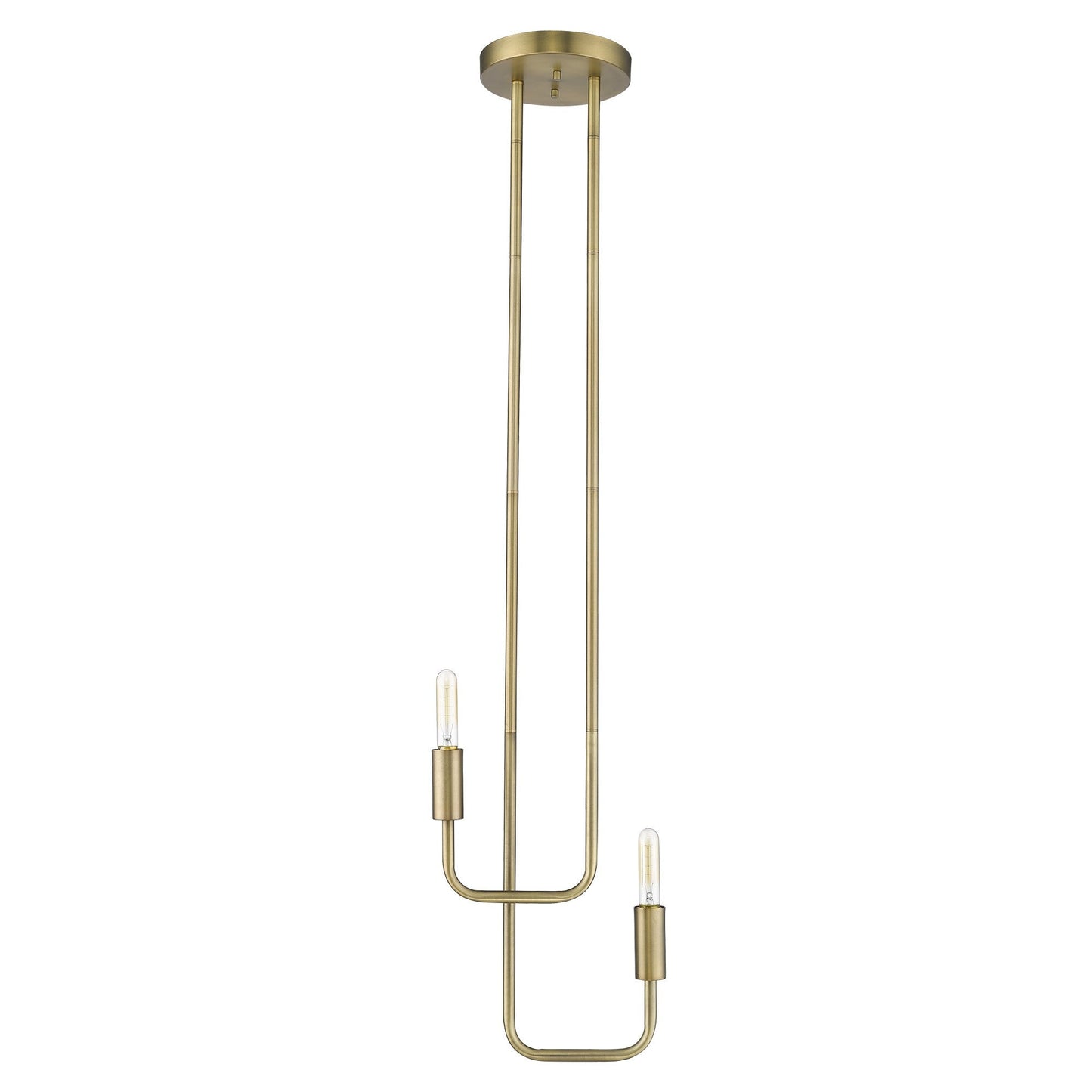 HomeRoots Perret 2-Light Pendant With Aged Brass Finish