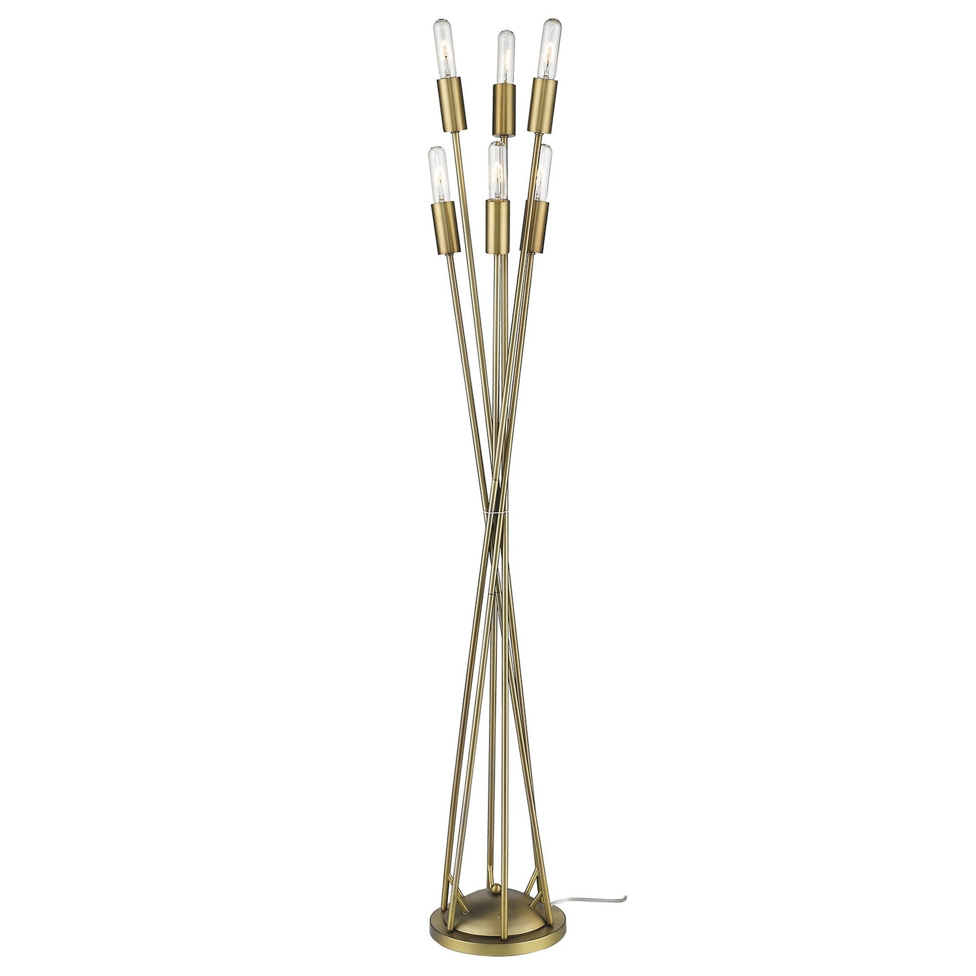 HomeRoots Perret 6-Light Floor Lamp With Aged Brass Finish