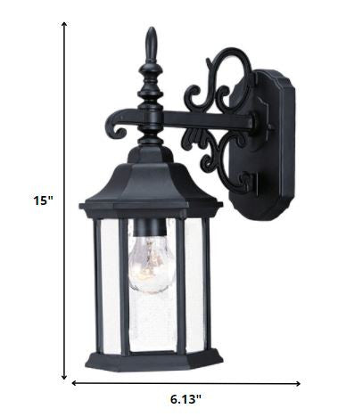 HomeRoots Petite Domed Hanging Glass Lantern Wall Light With Matte Black Finish