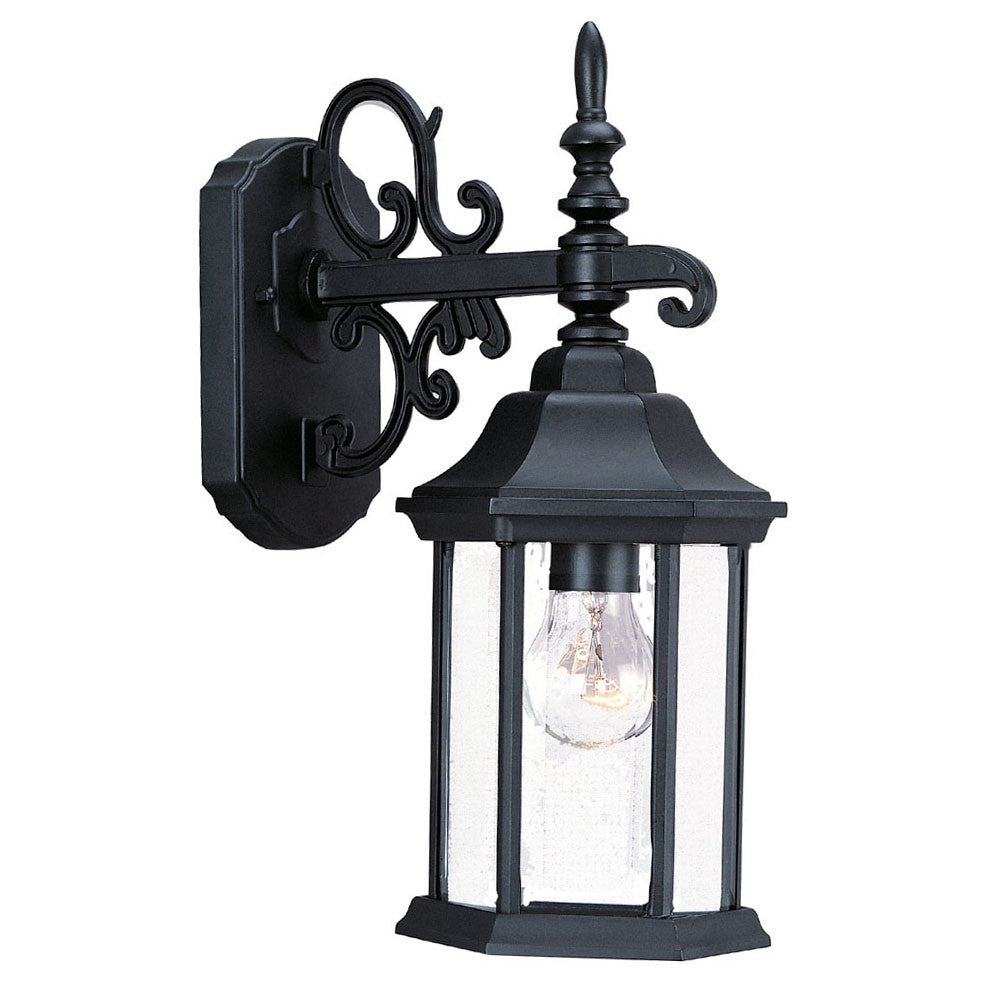 HomeRoots Petite Domed Hanging Glass Lantern Wall Light With Matte Black Finish