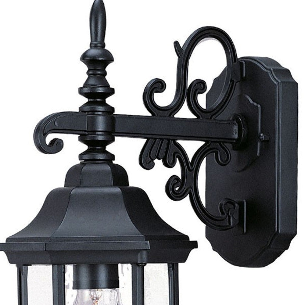 HomeRoots Petite Domed Hanging Glass Lantern Wall Light With Matte Black Finish