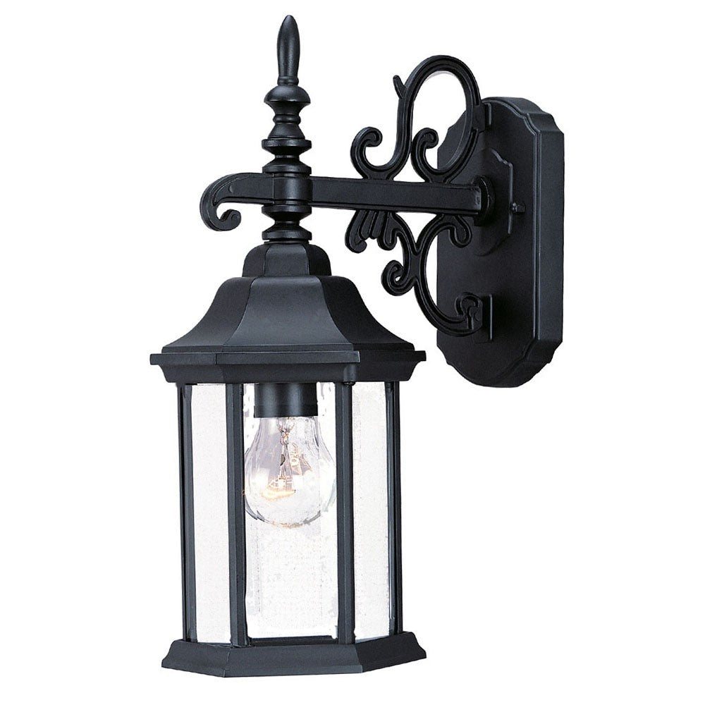 HomeRoots Petite Domed Hanging Glass Lantern Wall Light With Matte Black Finish