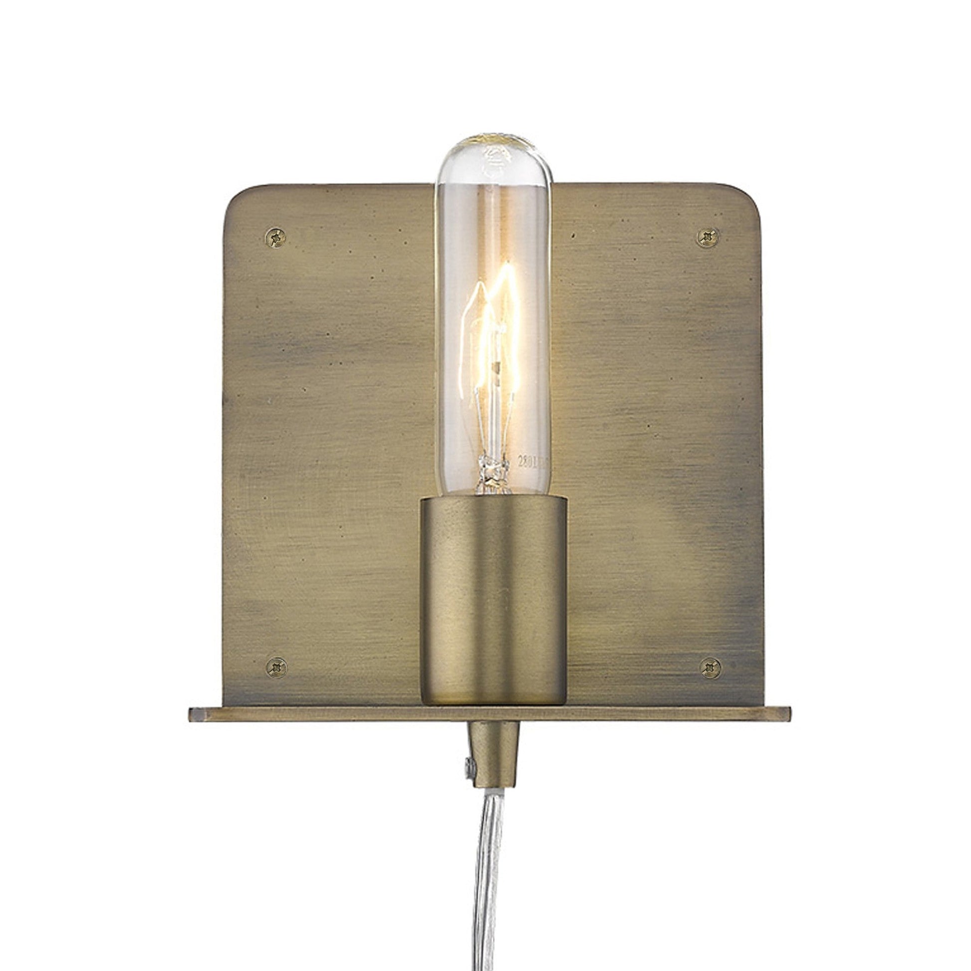HomeRoots Petite Shelf Wall Light in Dull Gold Finish