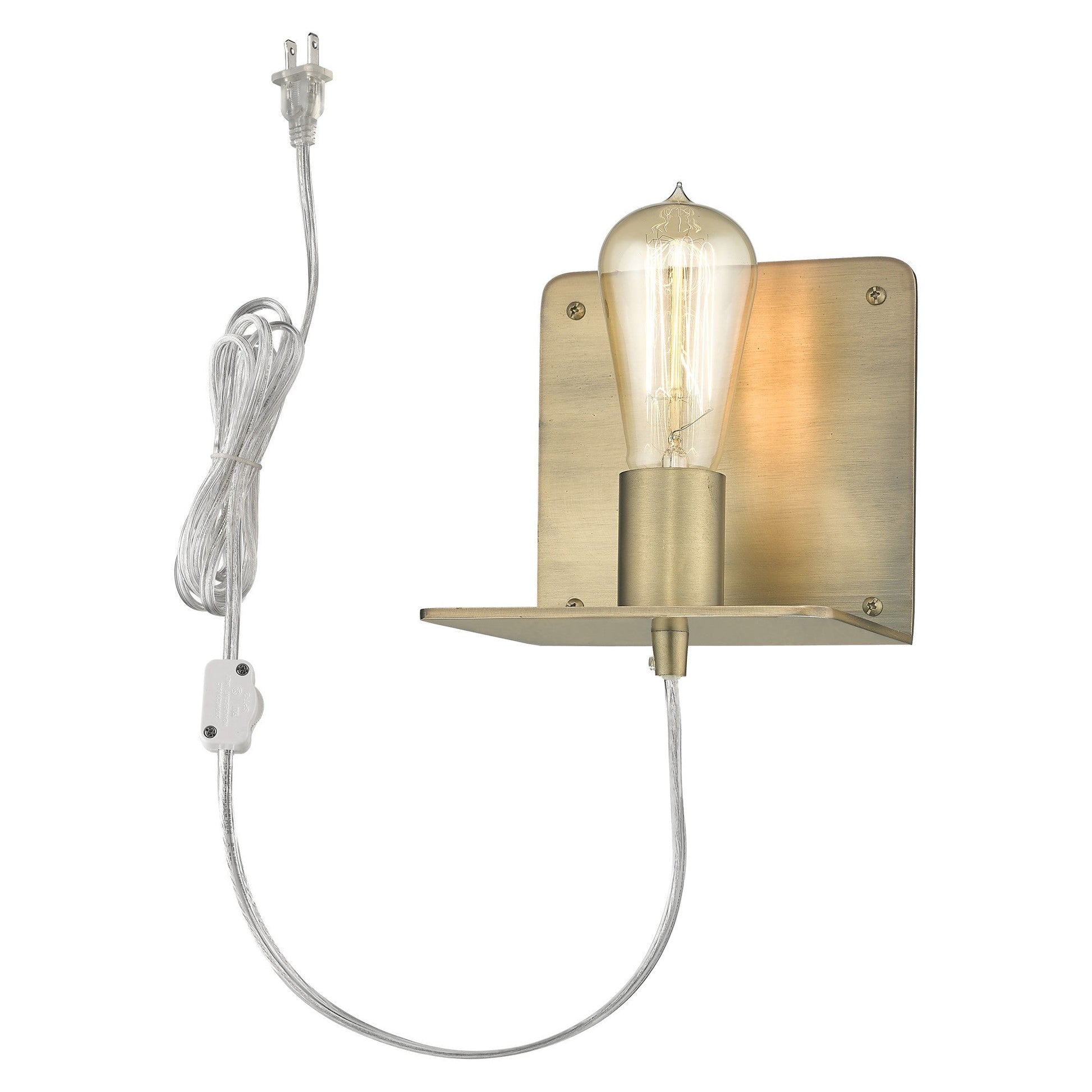 HomeRoots Petite Shelf Wall Light in Dull Gold Finish